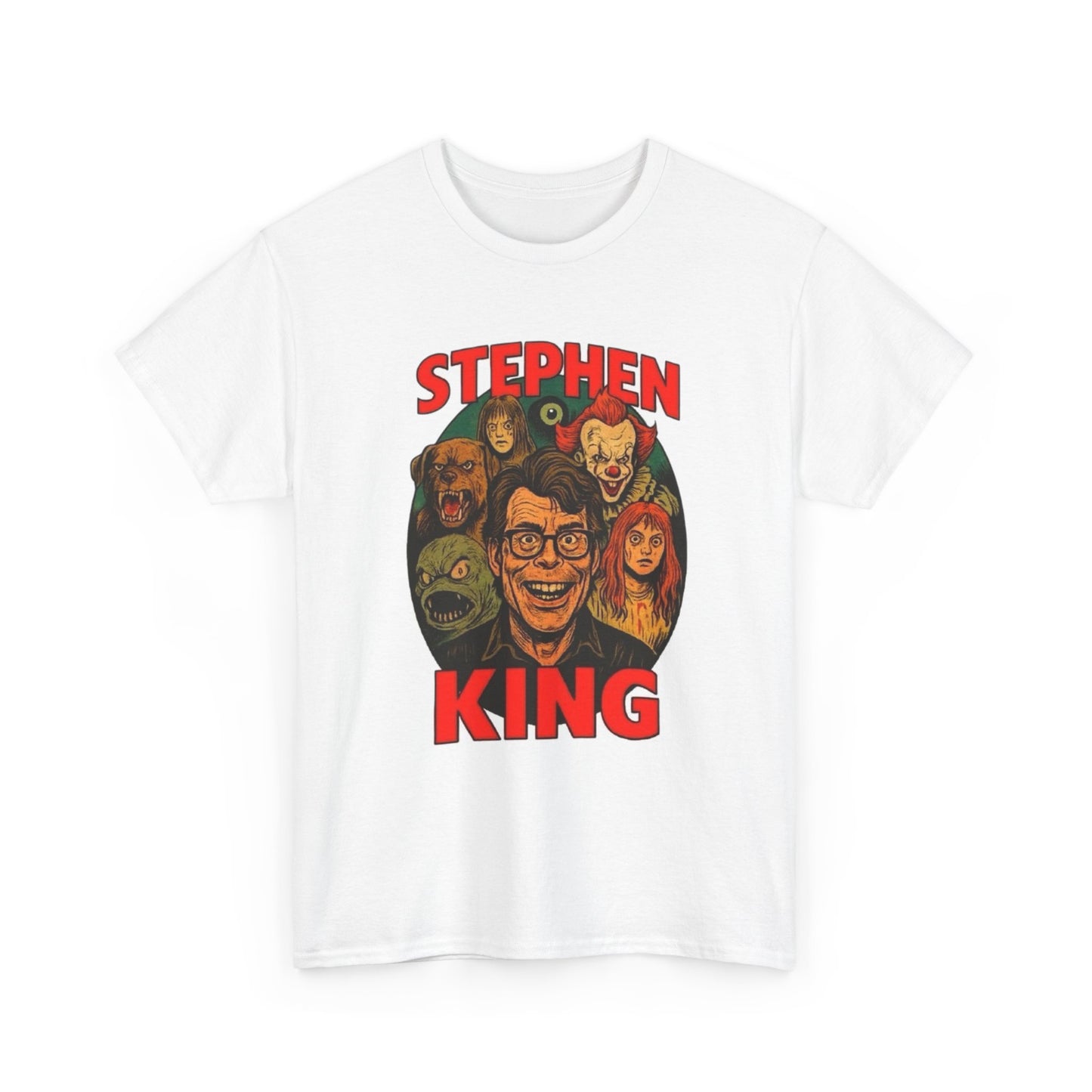 Stephen King Retro Horror Cartoons Graphic T Shirt Unisex Heavy Cotton Tee