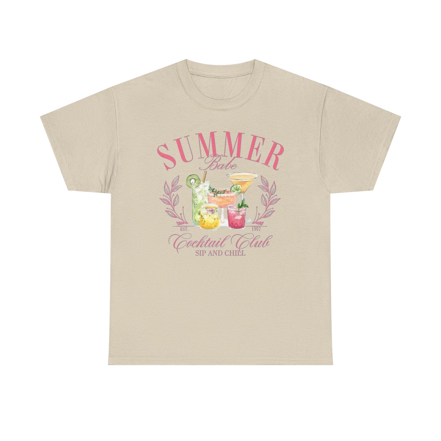 Summer Babe Cocktail Club Graphic T Shirt NEW Unisex Heavy Cotton Tee
