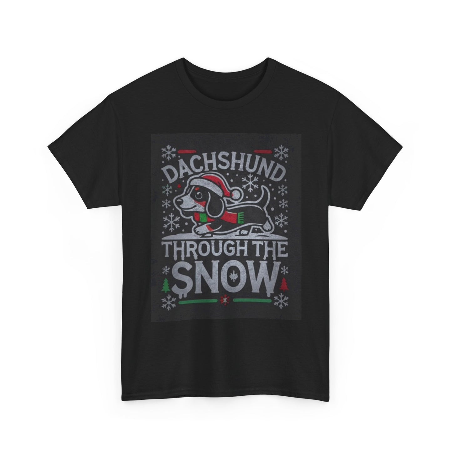 Dachshund T Shirt Funny Christmas Graphic Dog Lover Unisex Heavy Cotton Tee