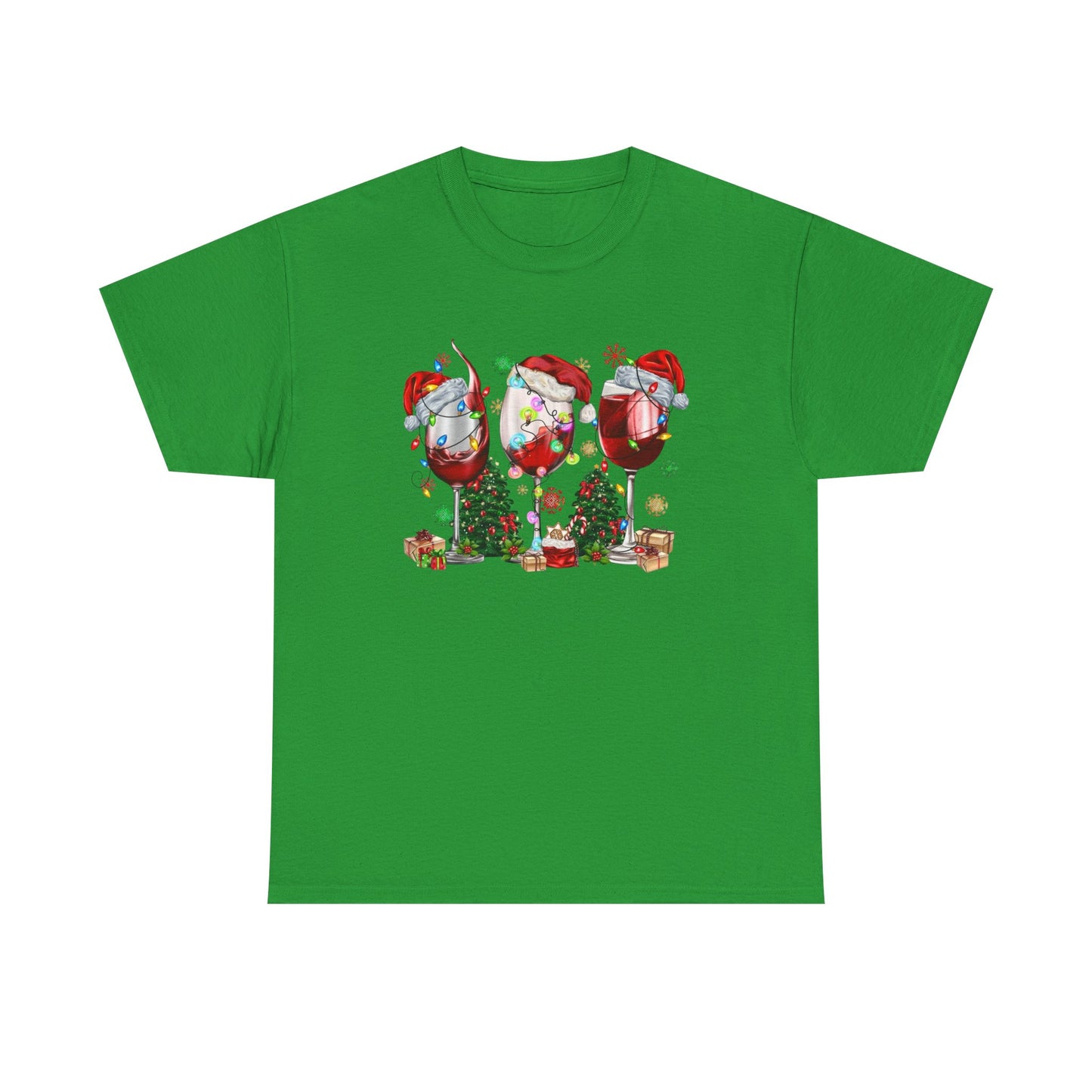 Christmas Wine Glasses Graphic T Shirt NEW ADULT