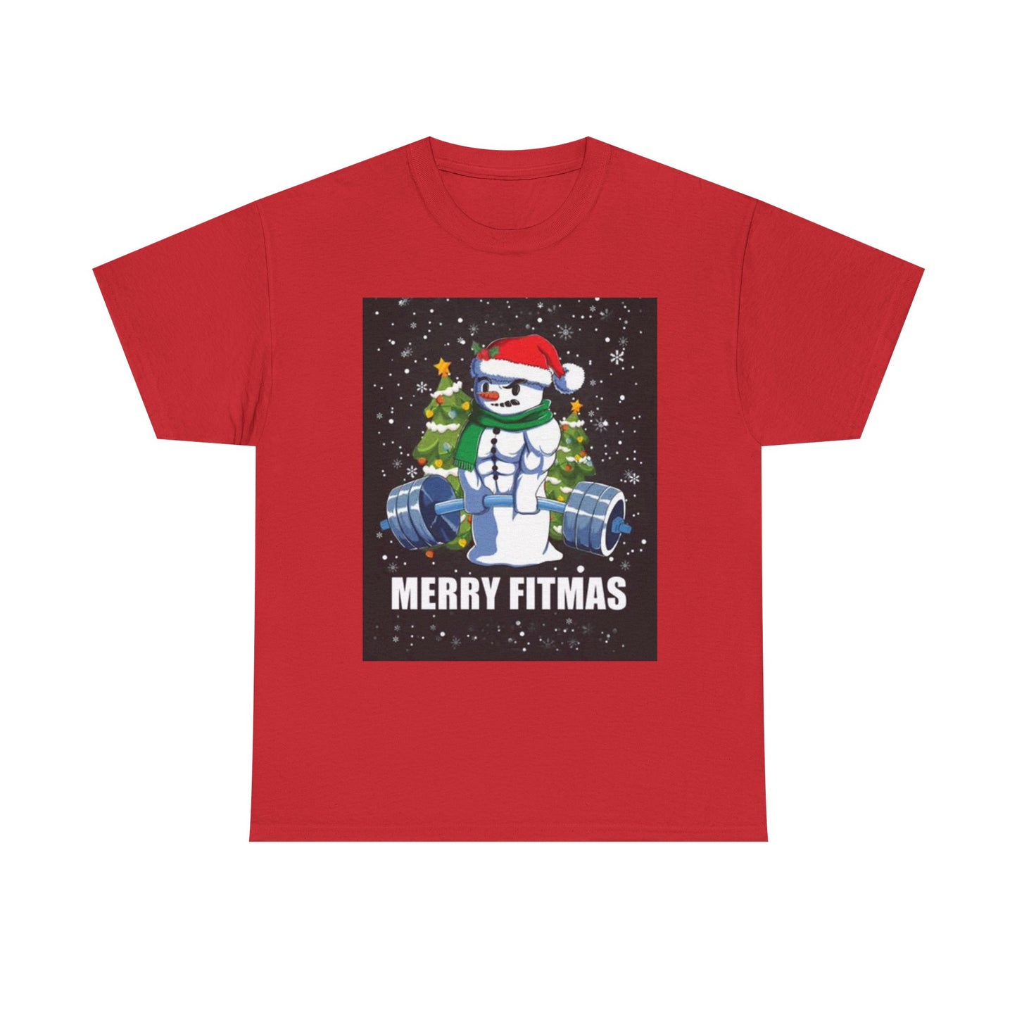 Merry Fitmas Shirt Funny Gym Snowman Christmas Gym Unisex Heavy Cotton Tee