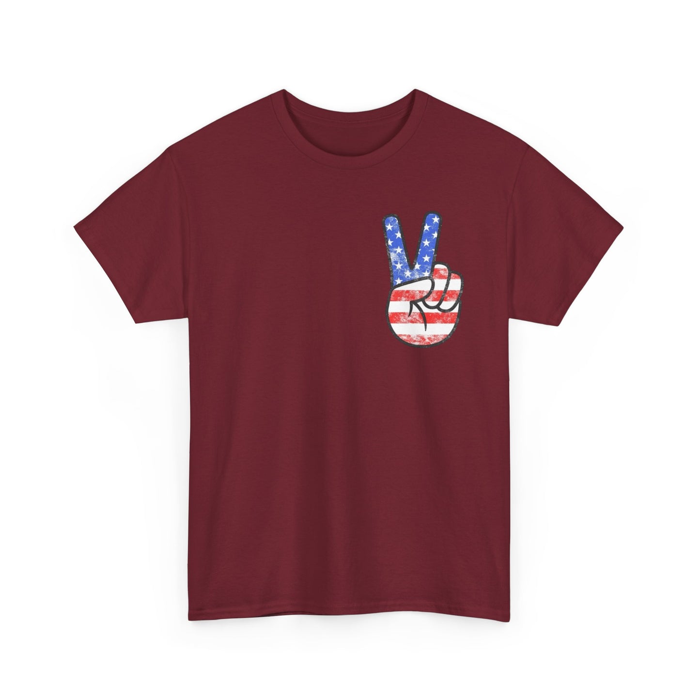 American Flag Peace Sign Retro Graphic T Shirt Adult New Tee