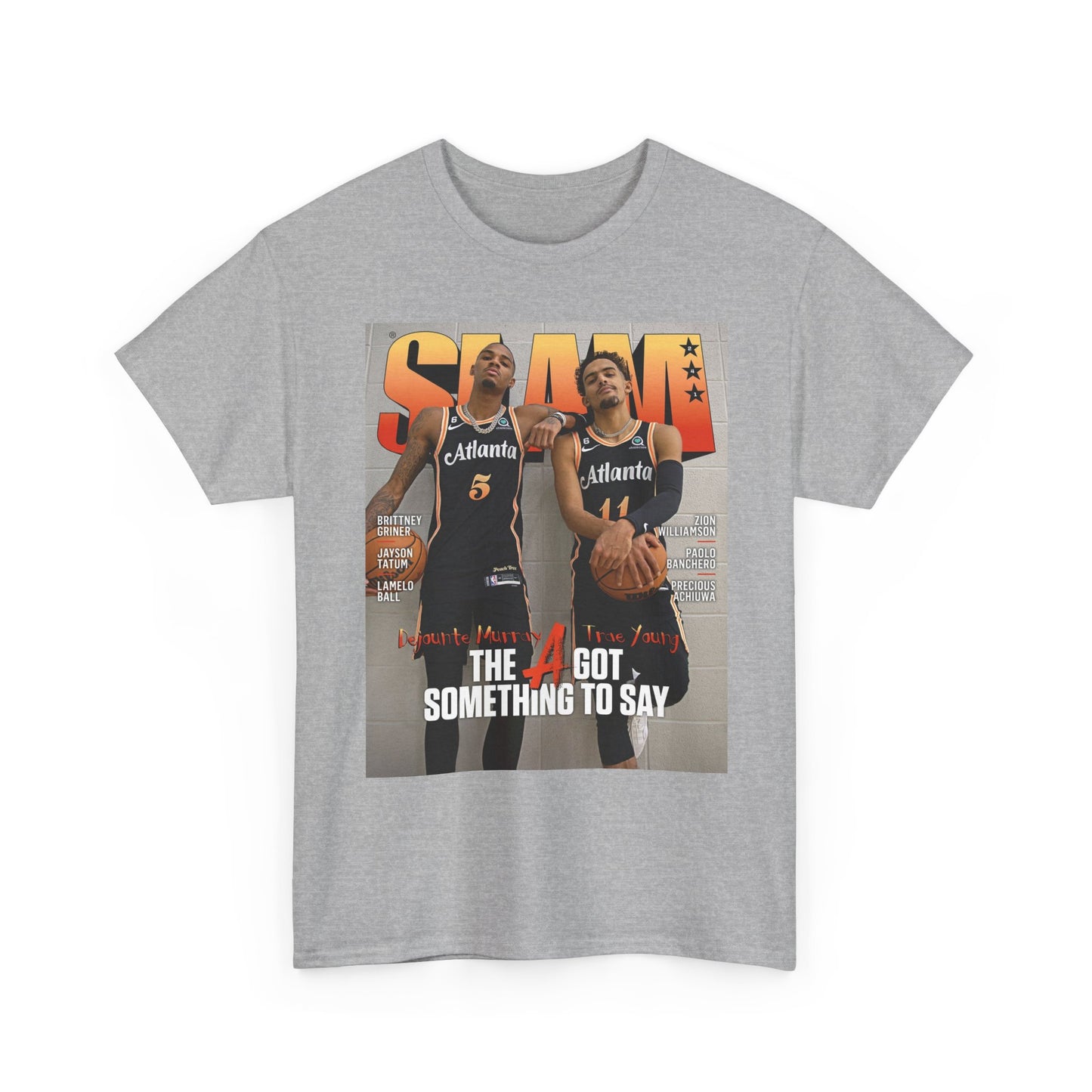 Trae Young Slam Cover Graphic T Shirt Retro Basketball Unisex Heavy Cotton Tee