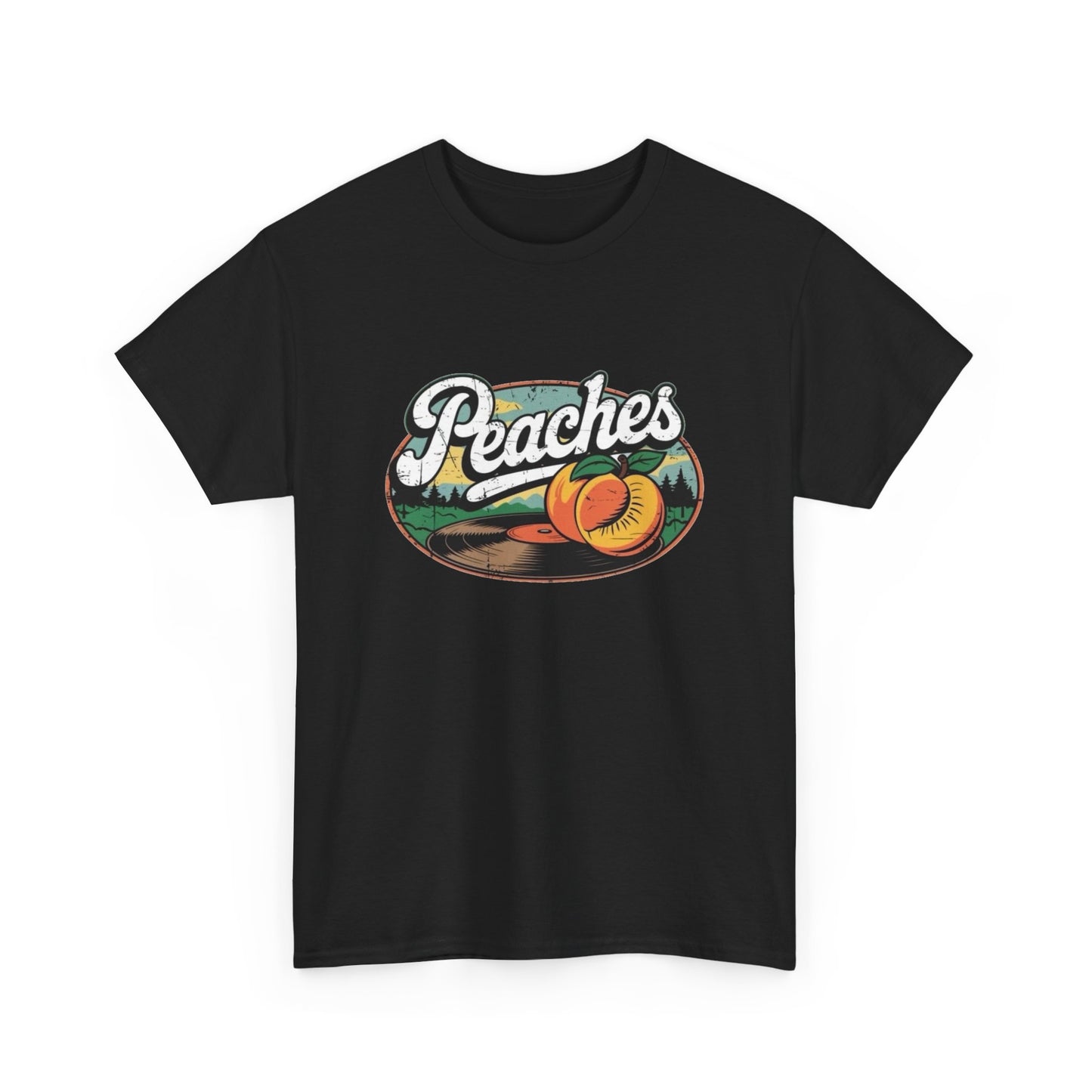 Peaches Retro Graphic T Shirt NEW Vintage Unisex Heavy Cotton Tee