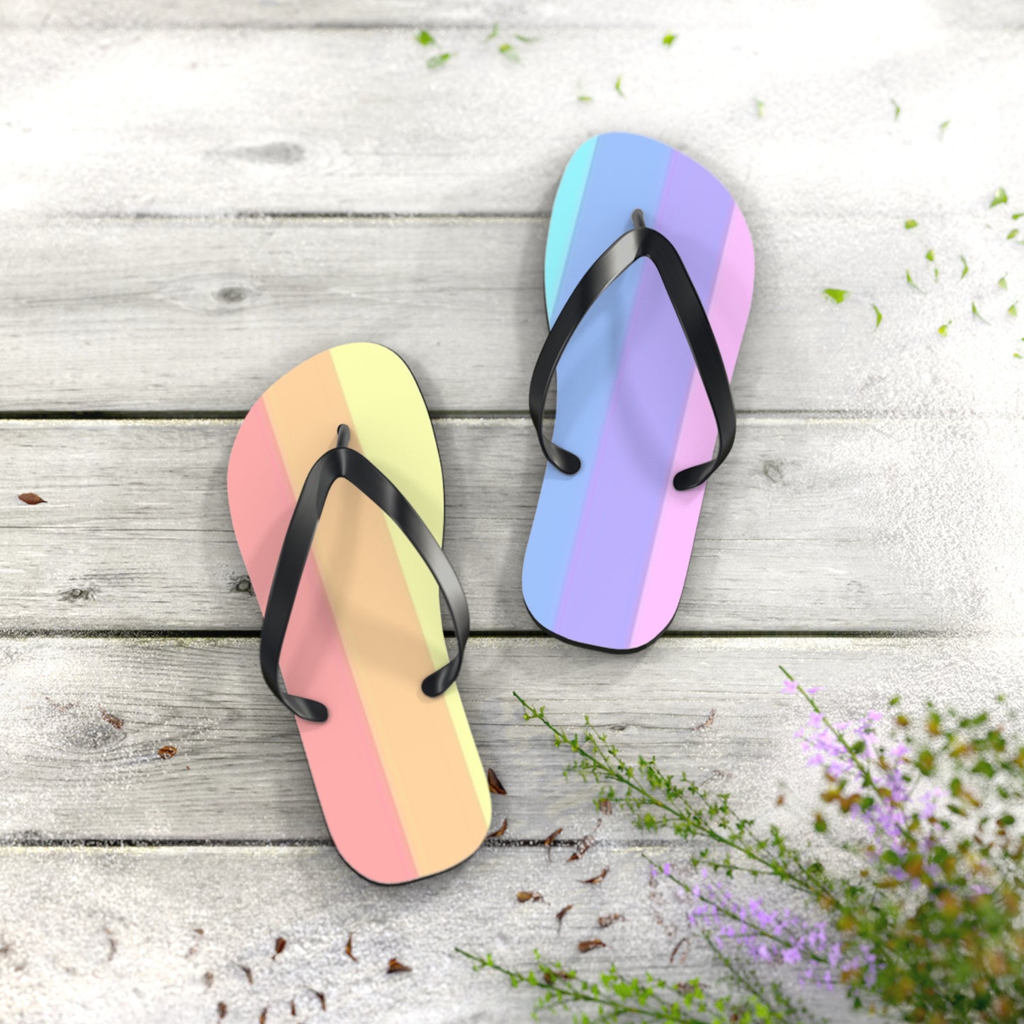 Rainbow Beach Sandals, Slides for Summer, Flip Flops, Water Resistant