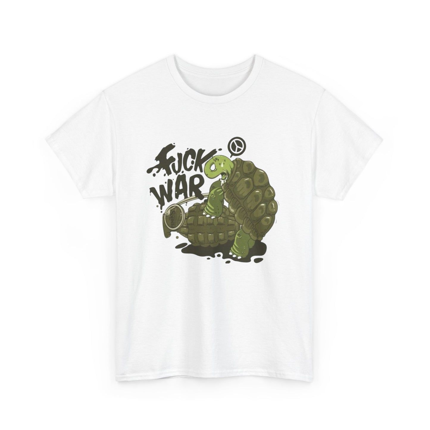 No War Only Peace Turtle Vintage ART Graphic T-Shirt Unisex Heavy Cotton Tee NEW