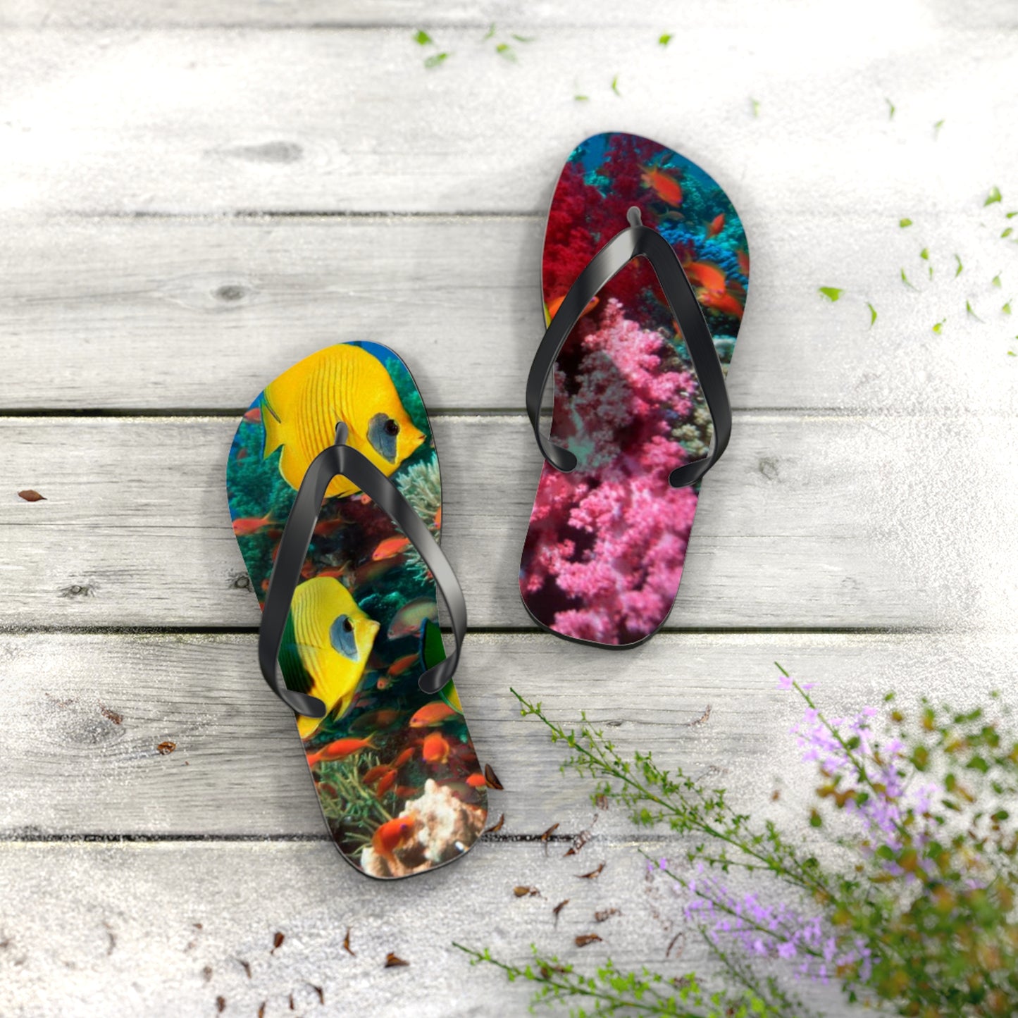 Tropical Fish Summer Sandals, Beach Shoes, Vacation Flip Flops, Pool Slides