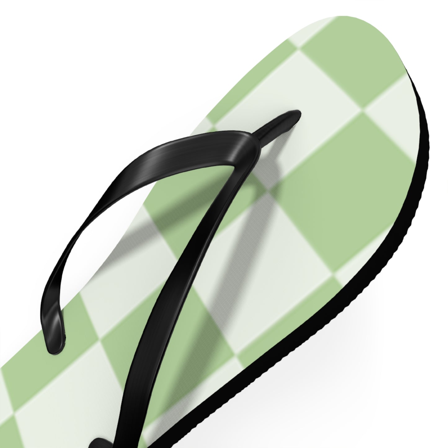 Green Checkered Sandals, Beach Shoes, Vacation Flip Flops, Pool Slides