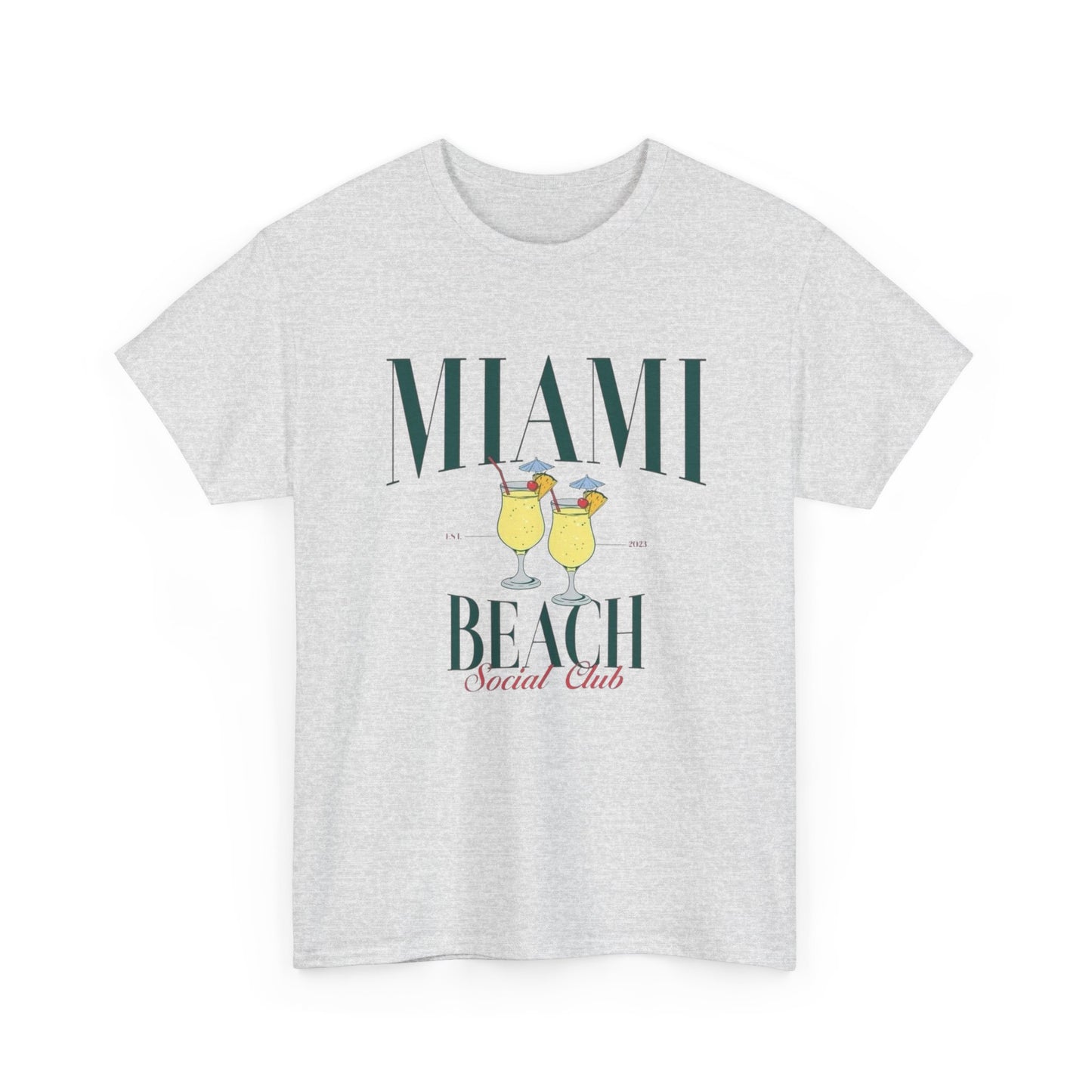 Miami Beach Social Club Graphic T Shirt NEW Unisex Heavy Cotton Tee