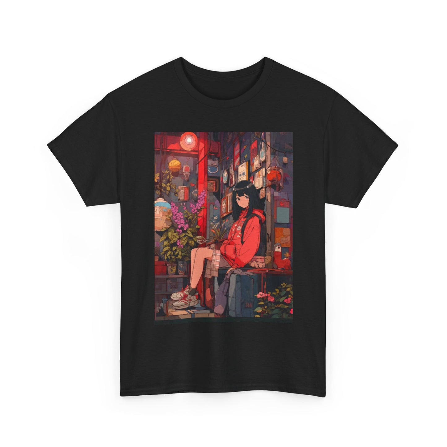 Waifu Anime T-shirt Girl Graphic Cartoon Retro Gaming Unisex Heavy Tee Gamer 44