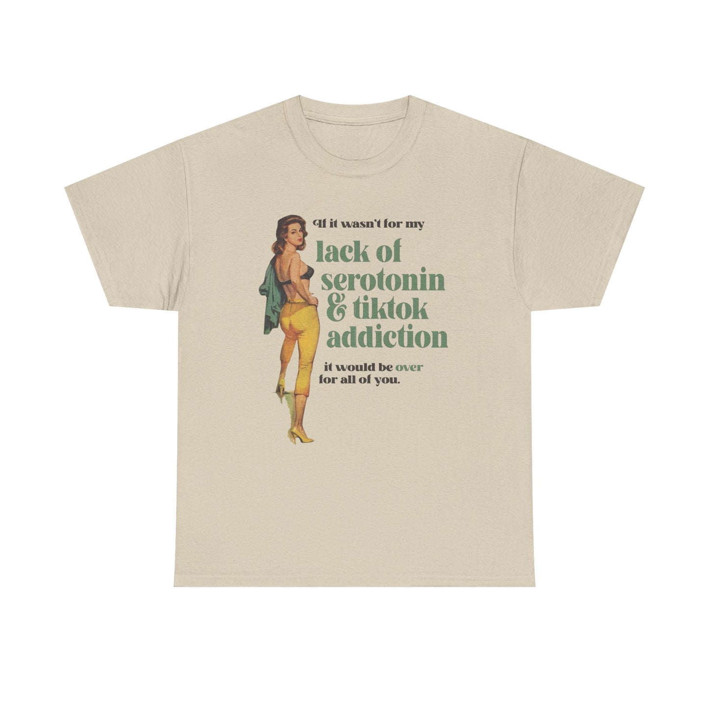 Lack Of Serotonin And Tik Tok Addiction Graphic T-Shirt Women's Comfy Cotton Tee