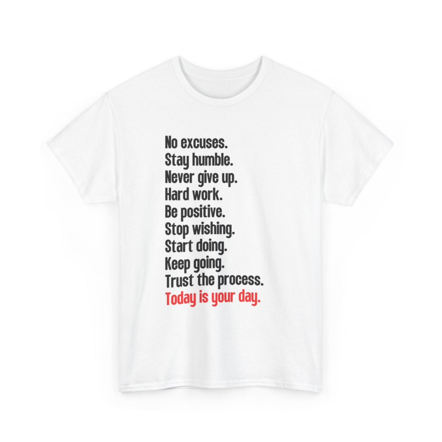 No Excuses Graphic T Shirt Motivation Hard Work GYM Unisex Heavy Cotton Tee