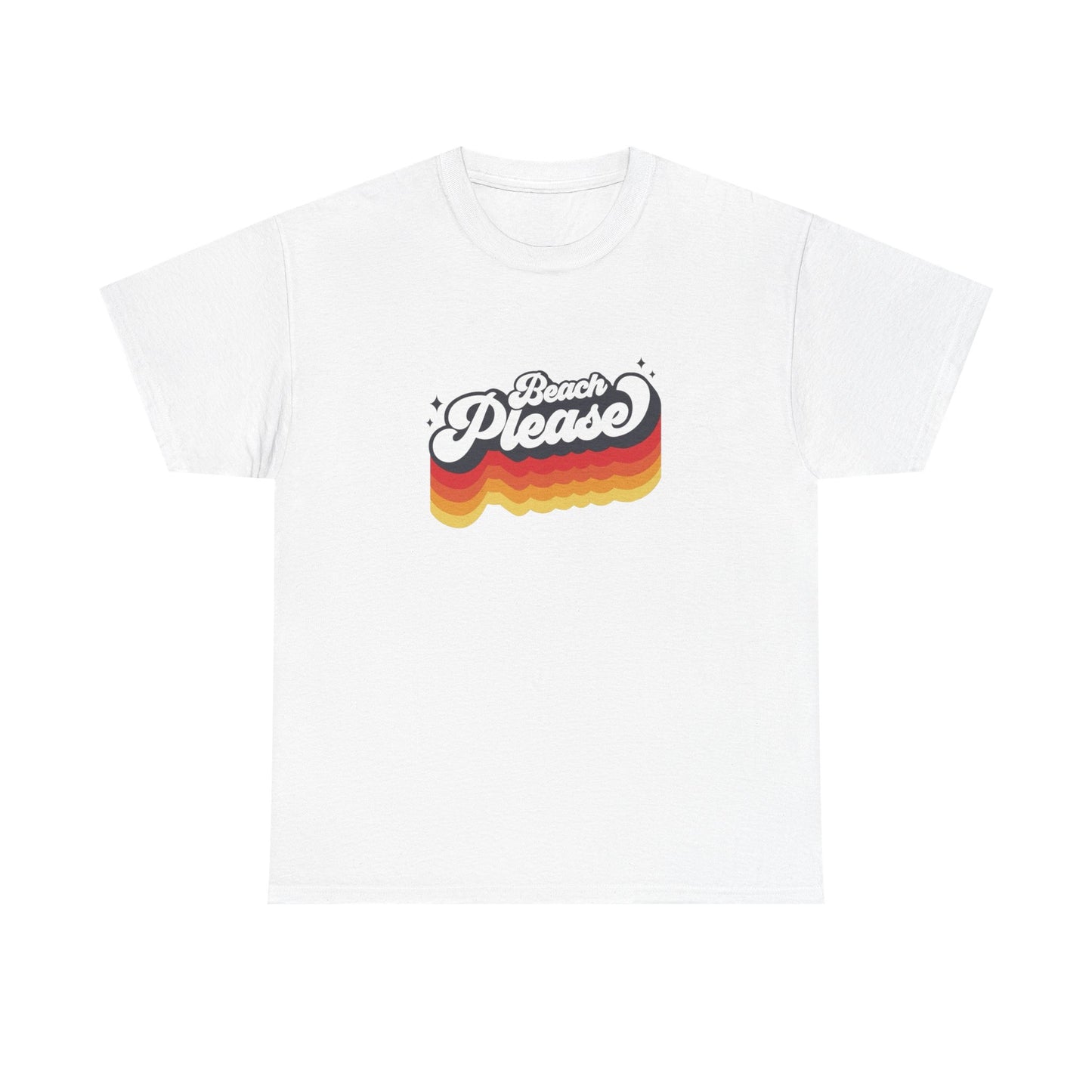 Beach Please Vintage Vacation 70s Graphic T-Shirt Unisex Heavy Cotton Tee