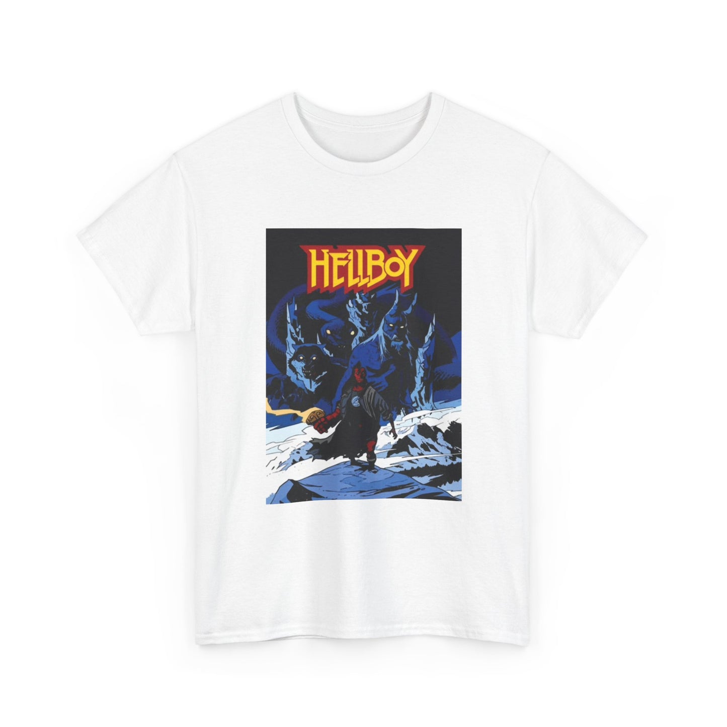 Hellboy Movie Poster Shirt Retro Cartoon Graphic Unisex Heavy Cotton Tee