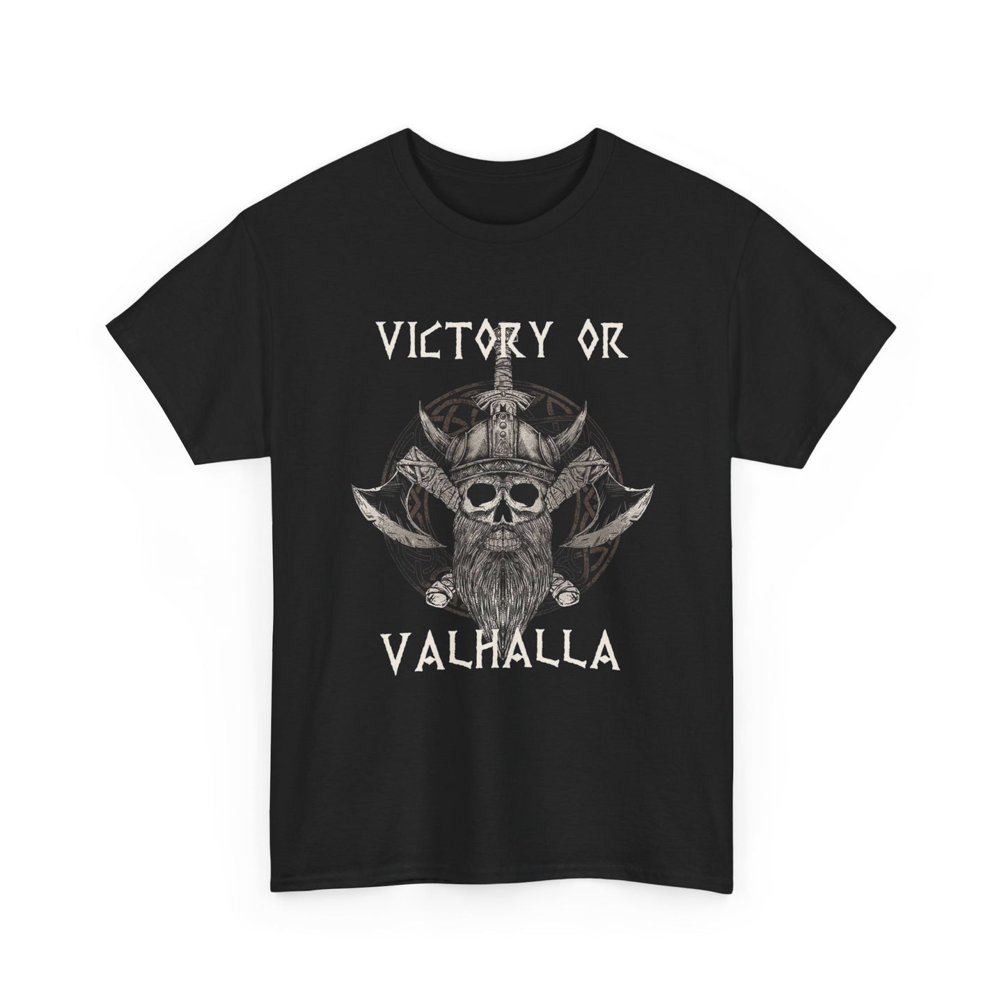 Victory Or Valhalla Graphic T Shirt Men's Heavy Cotton Tee