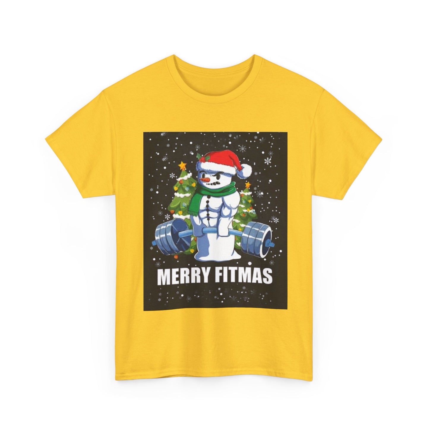 Merry Fitmas Shirt Funny Gym Snowman Christmas Gym Unisex Heavy Cotton Tee