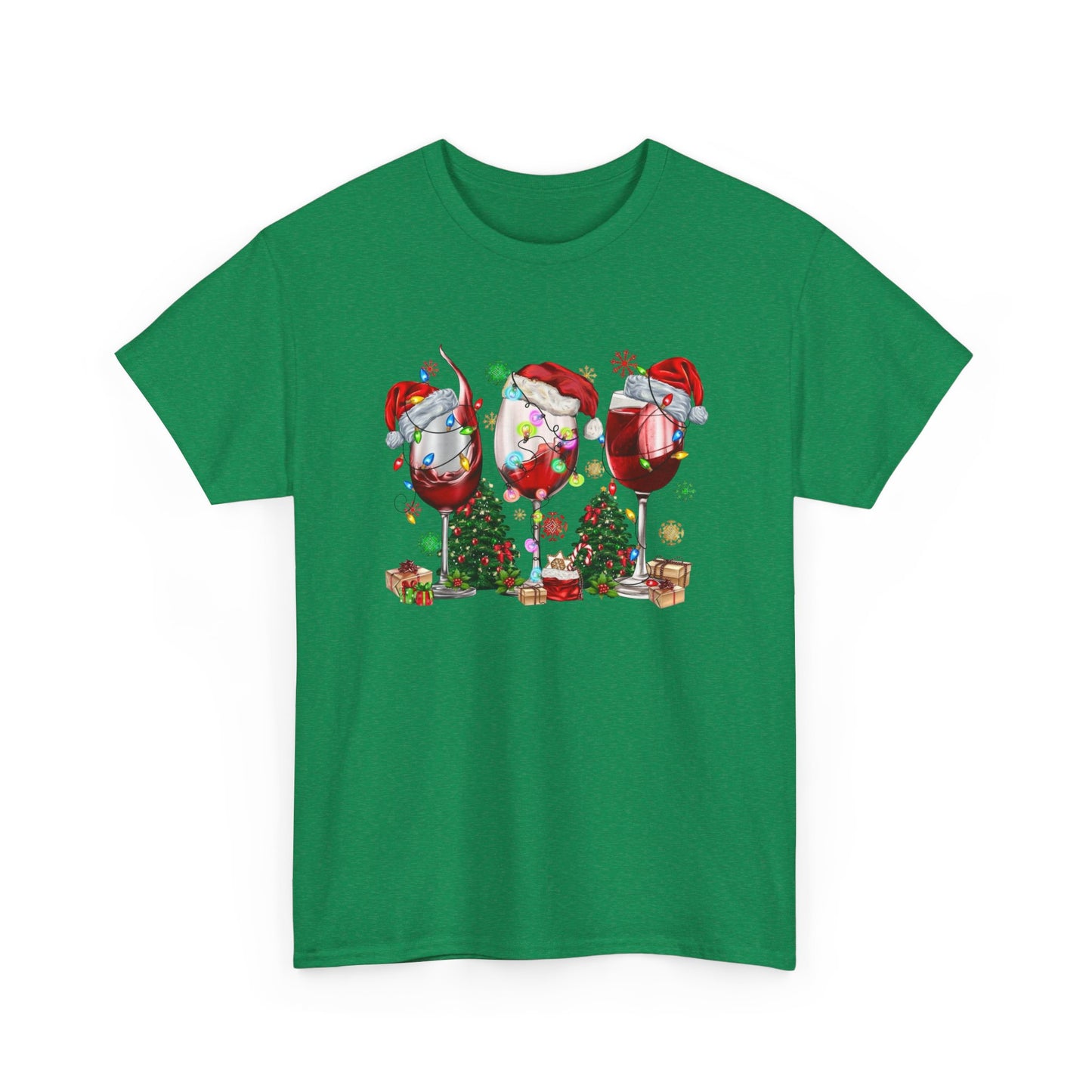 Christmas Wine Glasses Graphic T Shirt NEW ADULT