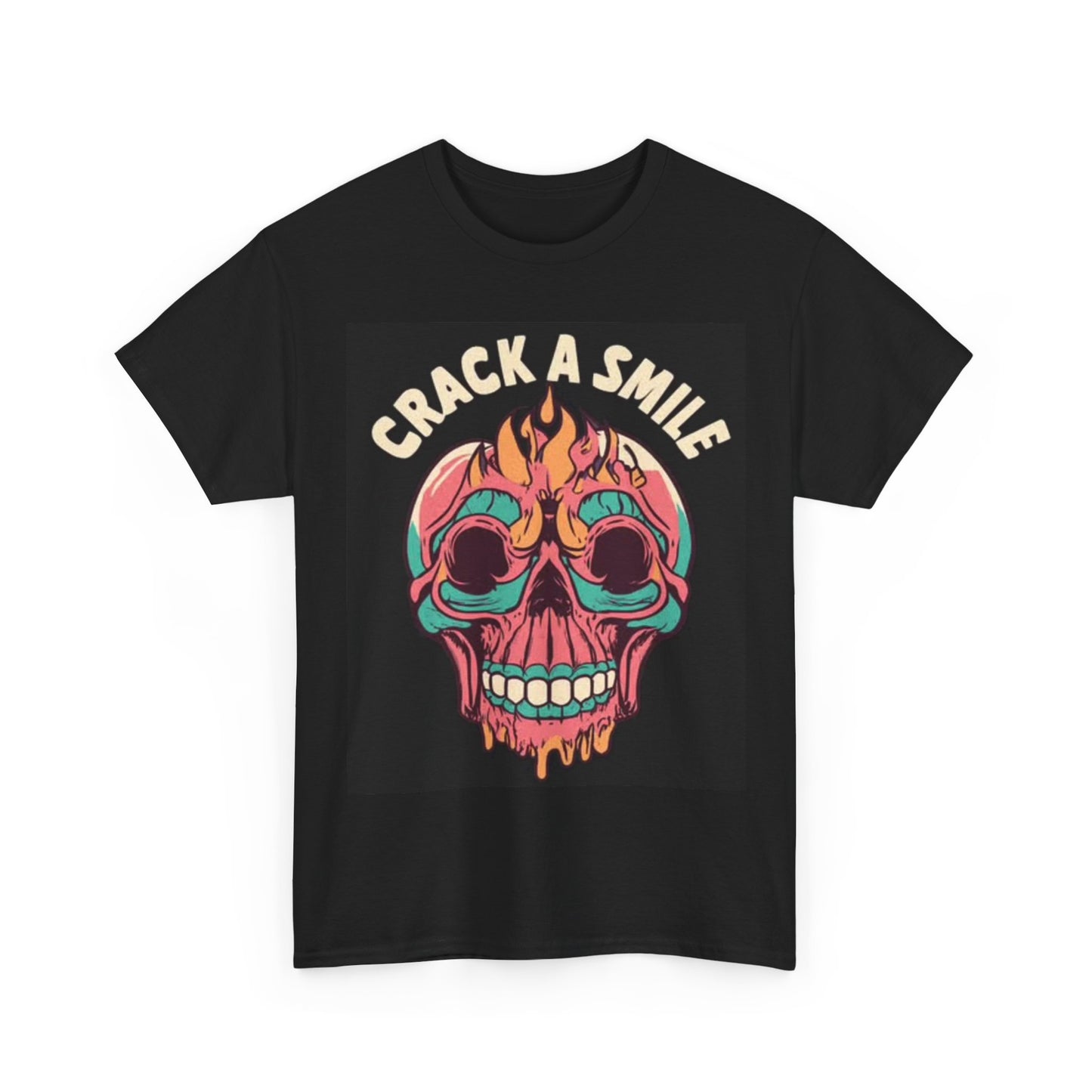 Crack A Smile trippy Death Skull Shirt Neon Colors Unisex Heavy Cotton Tee