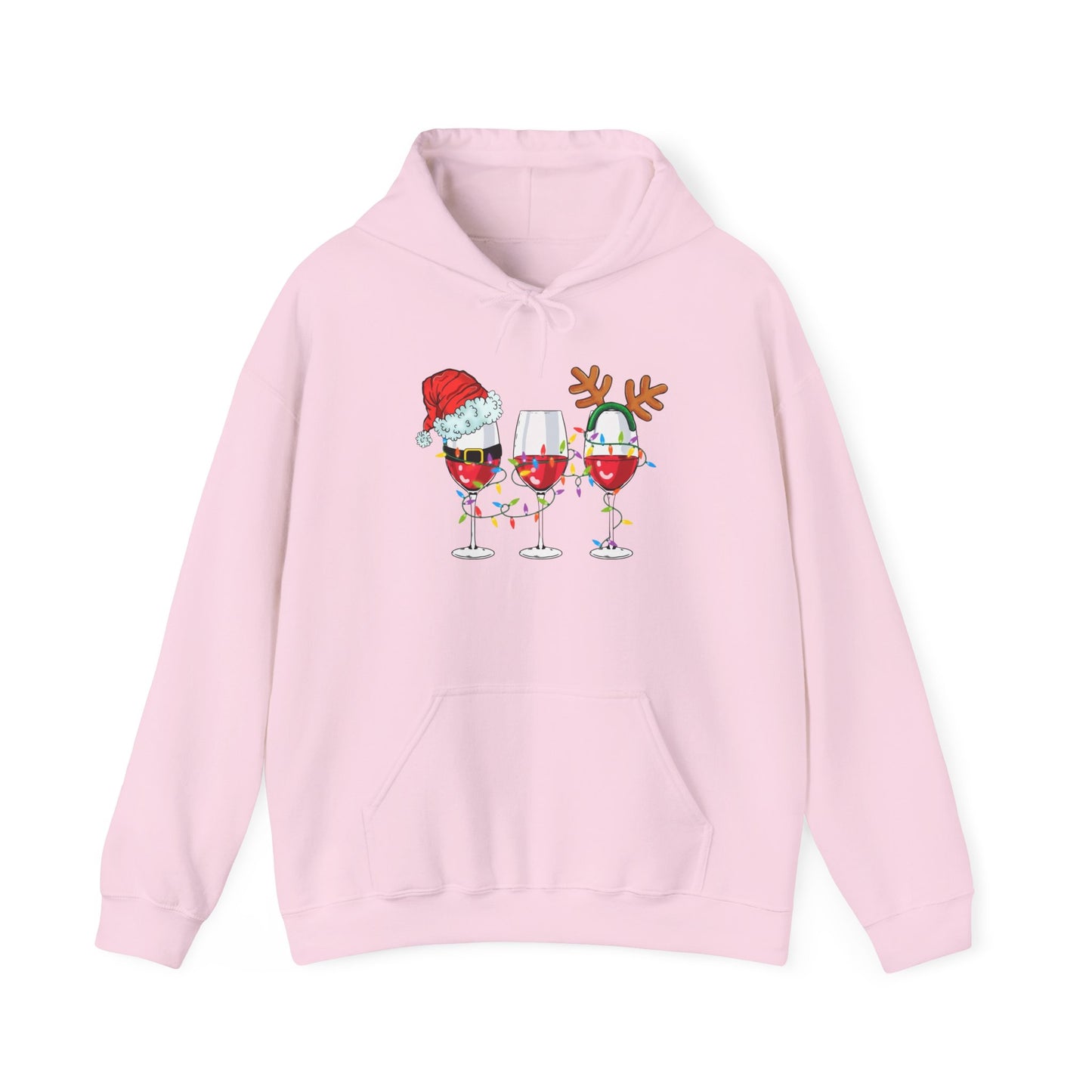 Christmas Wine Glasses Graphic Hoodie Unisex Heavy Blend™ Hooded Sweatshirt