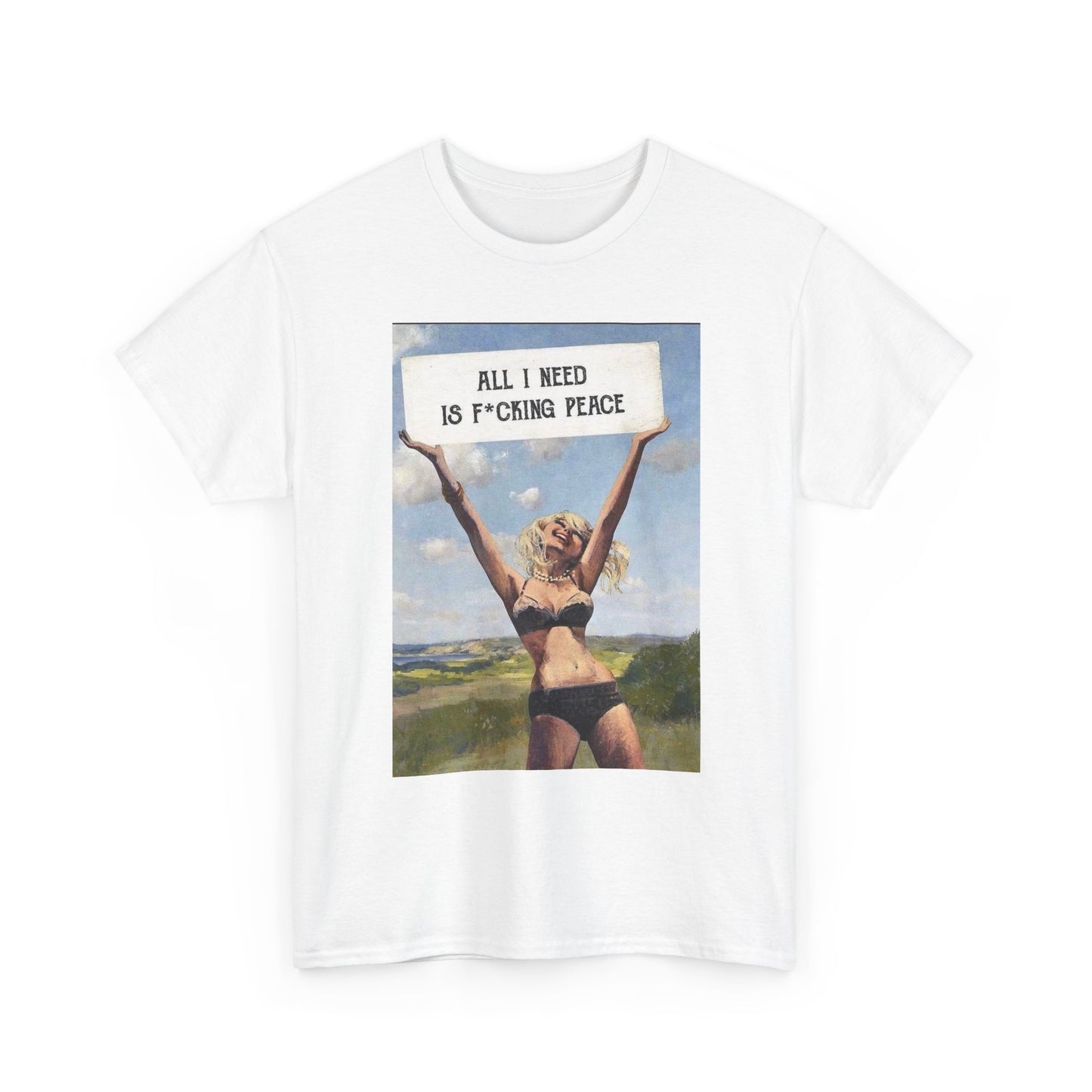 All I Need Is Peace Graphic T-Shirt Womens Comfy Cotton Tee NEW