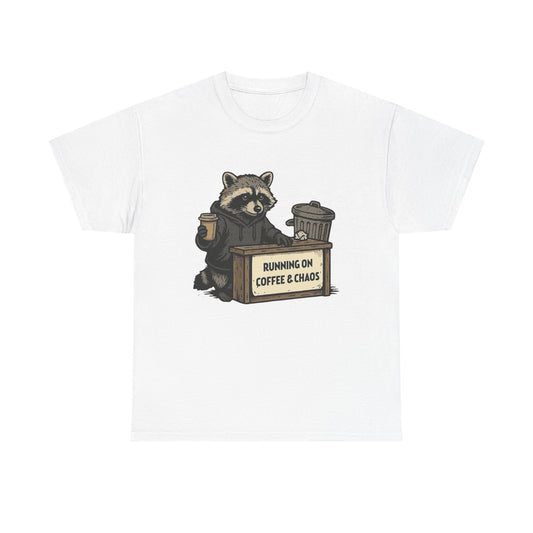 Running On Coffee And Chaos Funny Graphic T Shirt Heavy Cotton Tee Gift Vintage
