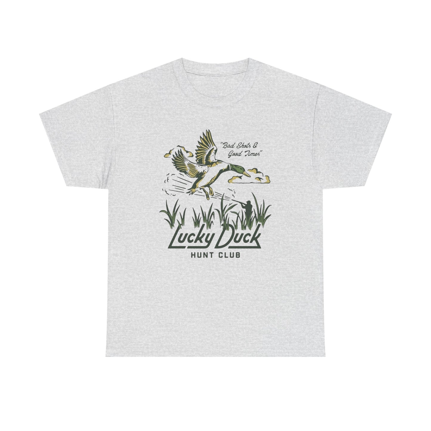 Lucky Duck Hunting Club Graphic T Shirt Unisex Heavy Cotton Tee