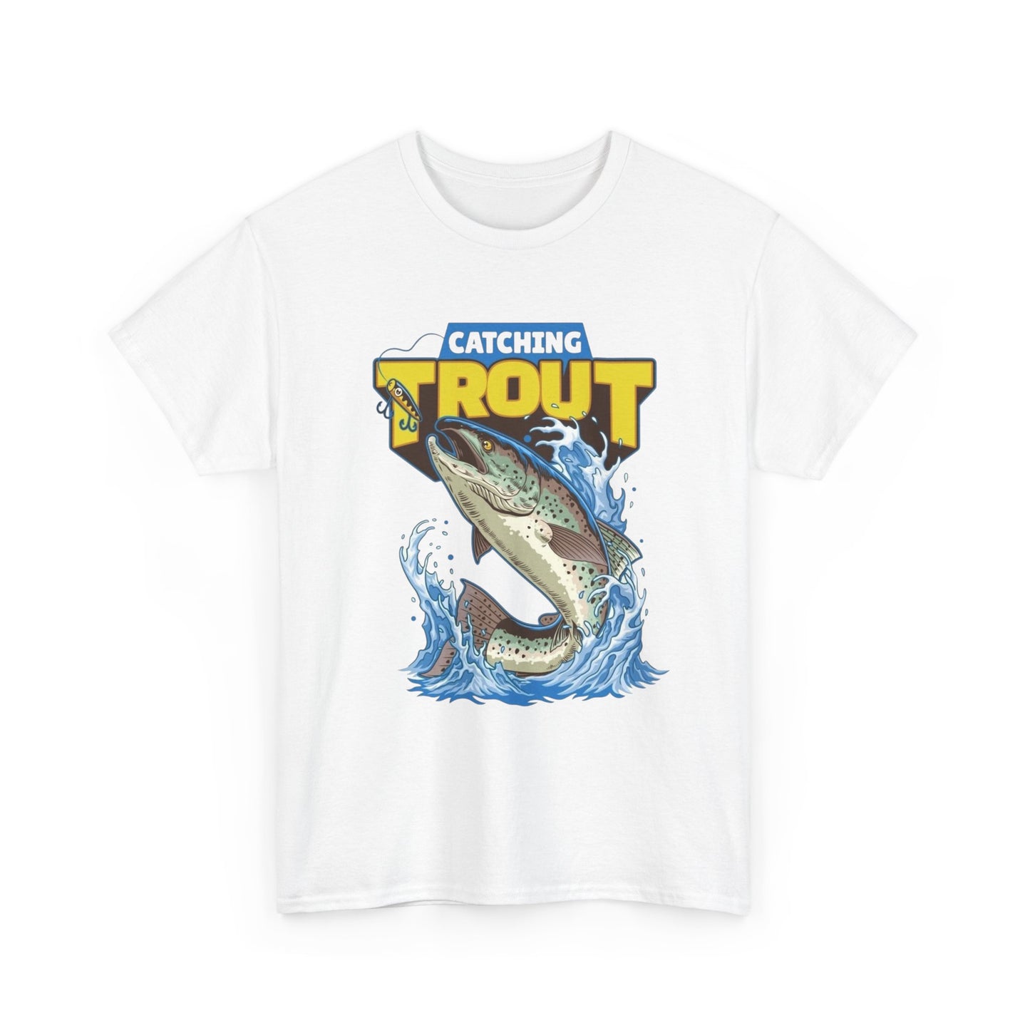 Catching Trout Fishing T Shirt Graphic Unisex Heavy Cotton Tee NEW GIFT