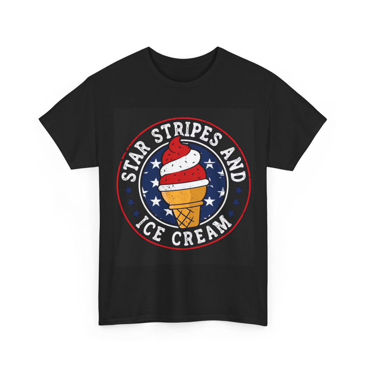 Stars and Stripes American Flag Tshirt Ice Cream Parlor Unisex Heavy Cotton Tee