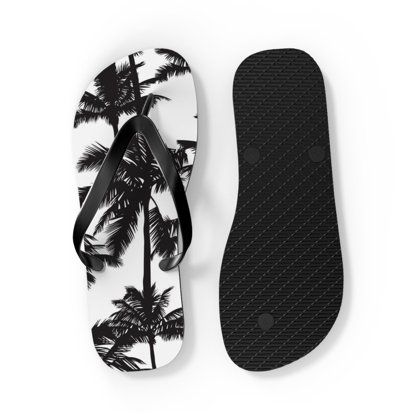 Black And White Palm Trees Sandals Summer Flip Flops Slides BRAND NEW