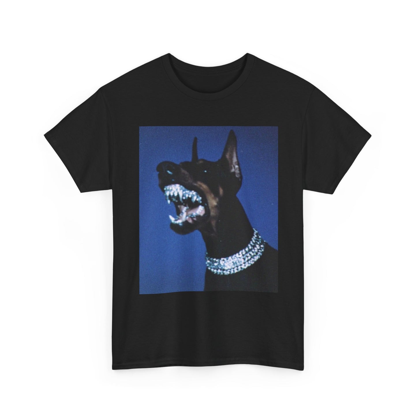 Iced Out Dog Doberman Funny Graphic T Shirt Unisex Heavy Cotton Tee