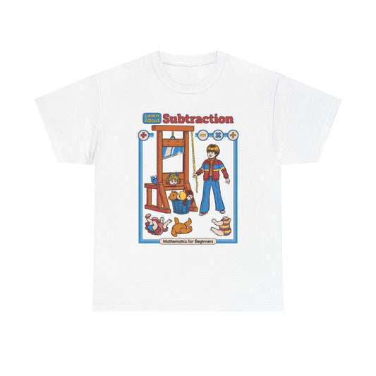 Subtraction Mathematics Funny Poster T Shirt Retro 70s ART Unisex Heavy Cotton