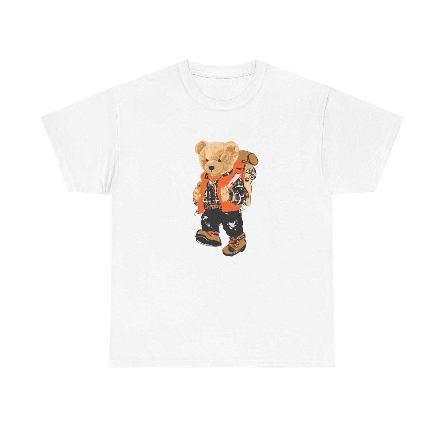 Camping Teddy Bear Graphic T Shirt Unisex Heavy Cotton Tee Gift Vintage