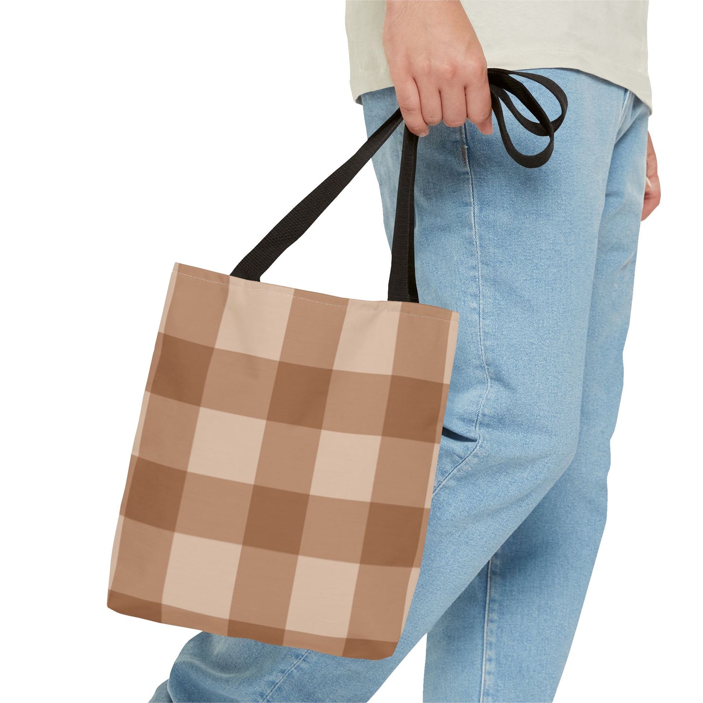 Brown Checkered All Over Print BRAND NEW Purse - Pocketbook - Travel Tote Bag