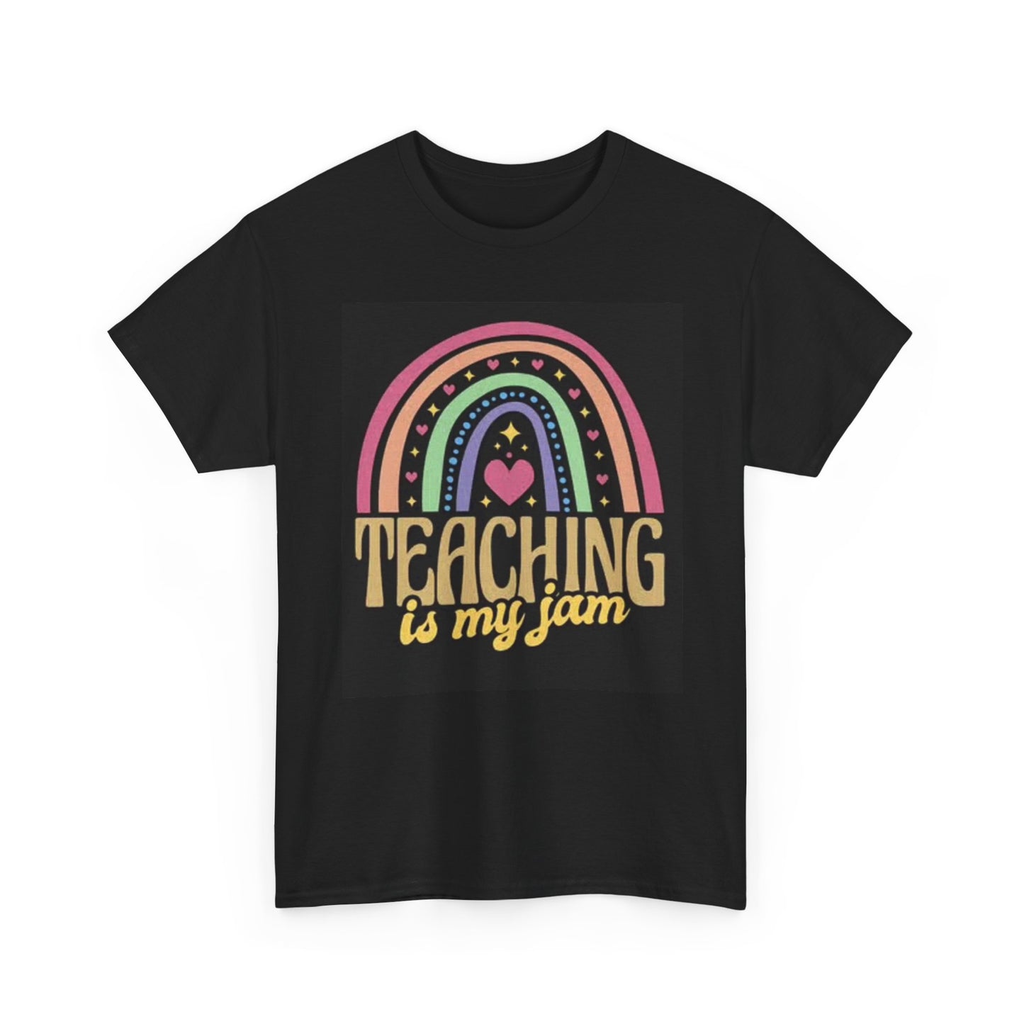 Teaching Is My Jam Graphic T Shirt Funny Rainbow Unisex Heavy Cotton Tee