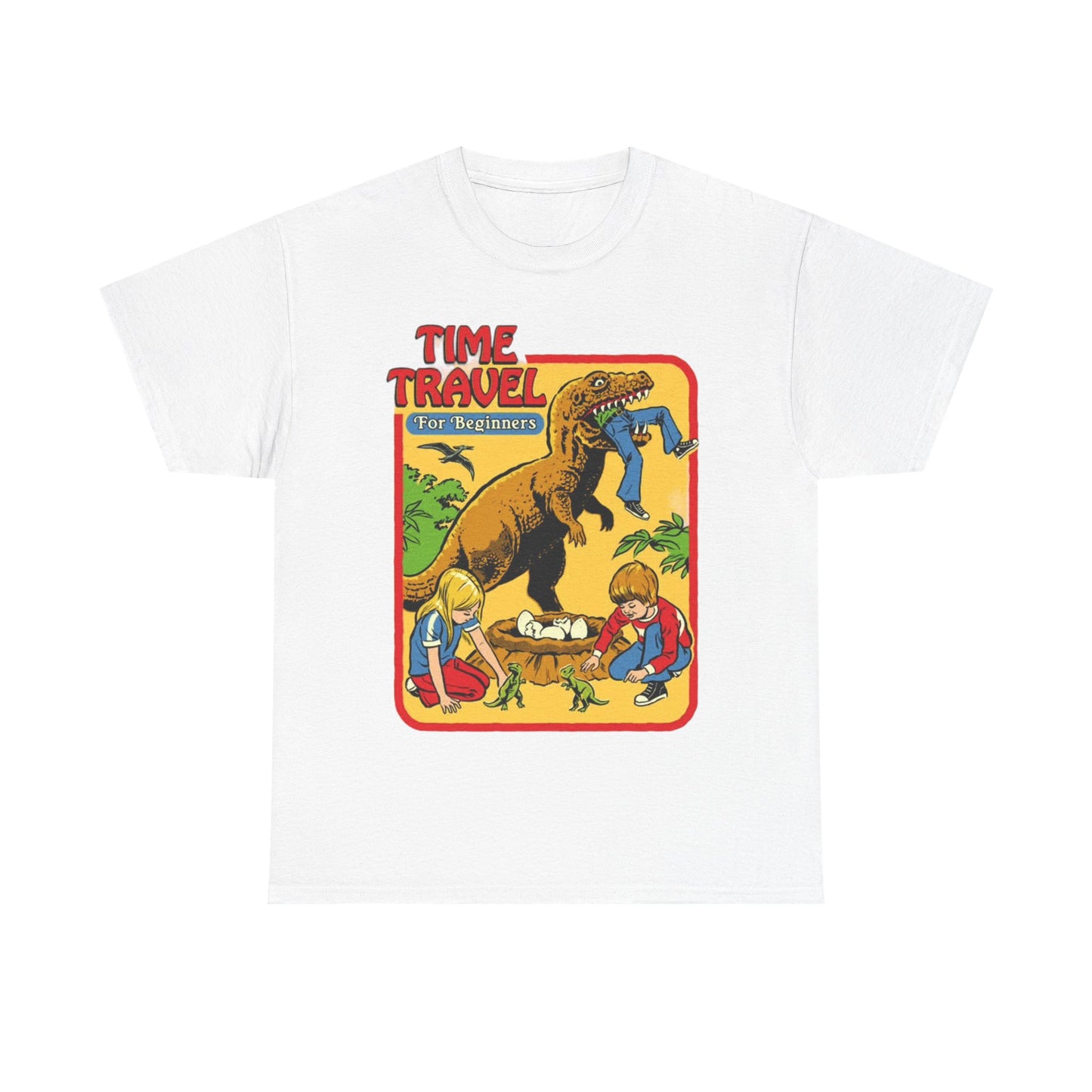 Time Travel Funny T shirt Kids Dinosaur Museum Unisex Heavy Cotton Tee 80s Retro