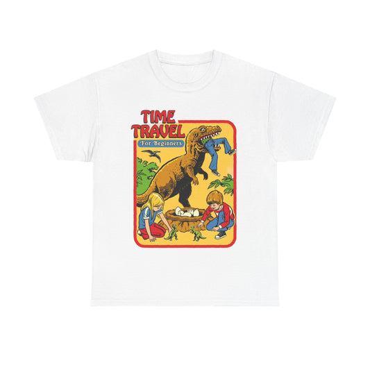 Time Travel Funny T shirt Kids Dinosaur Museum Unisex Heavy Cotton Tee 80s Retro