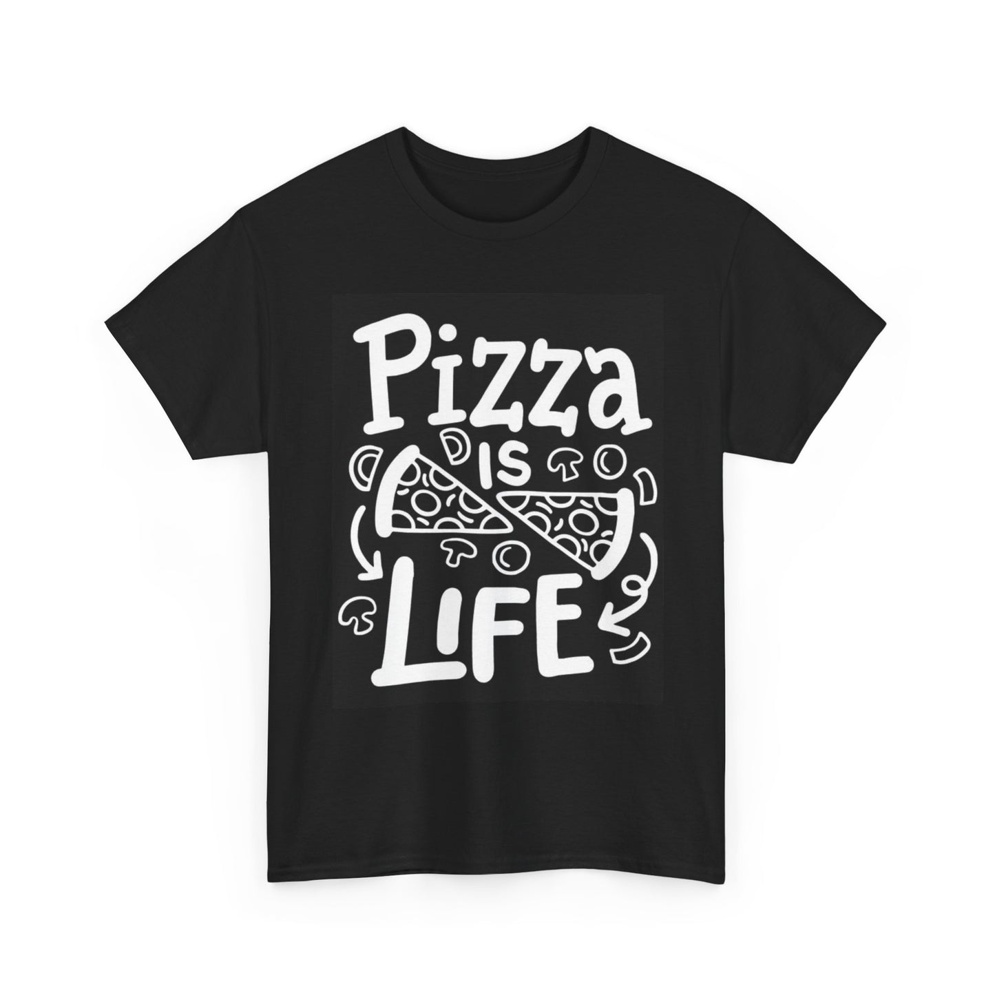 Pizza Is Life Graphic T Shirt Funny Pizza Graphic NY Unisex Heavy Cotton Tee