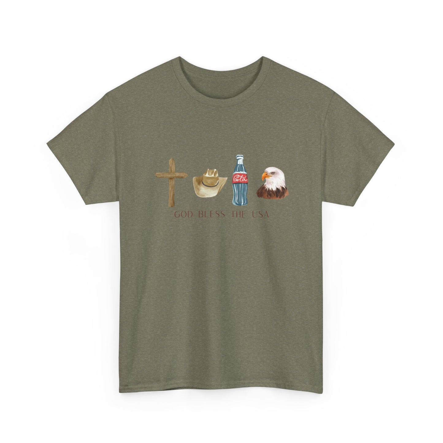 God Bless The USA T Shirt Graphic Men's Heavy Cotton Tee