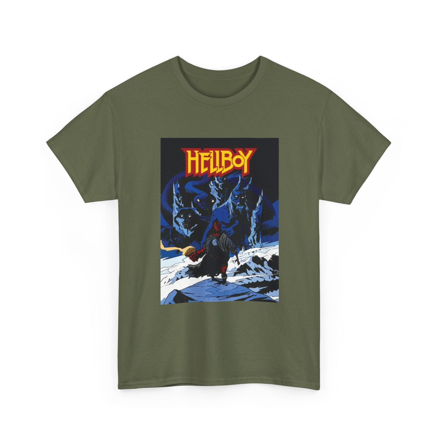 Hellboy Movie Poster Shirt Retro Cartoon Graphic Unisex Heavy Cotton Tee