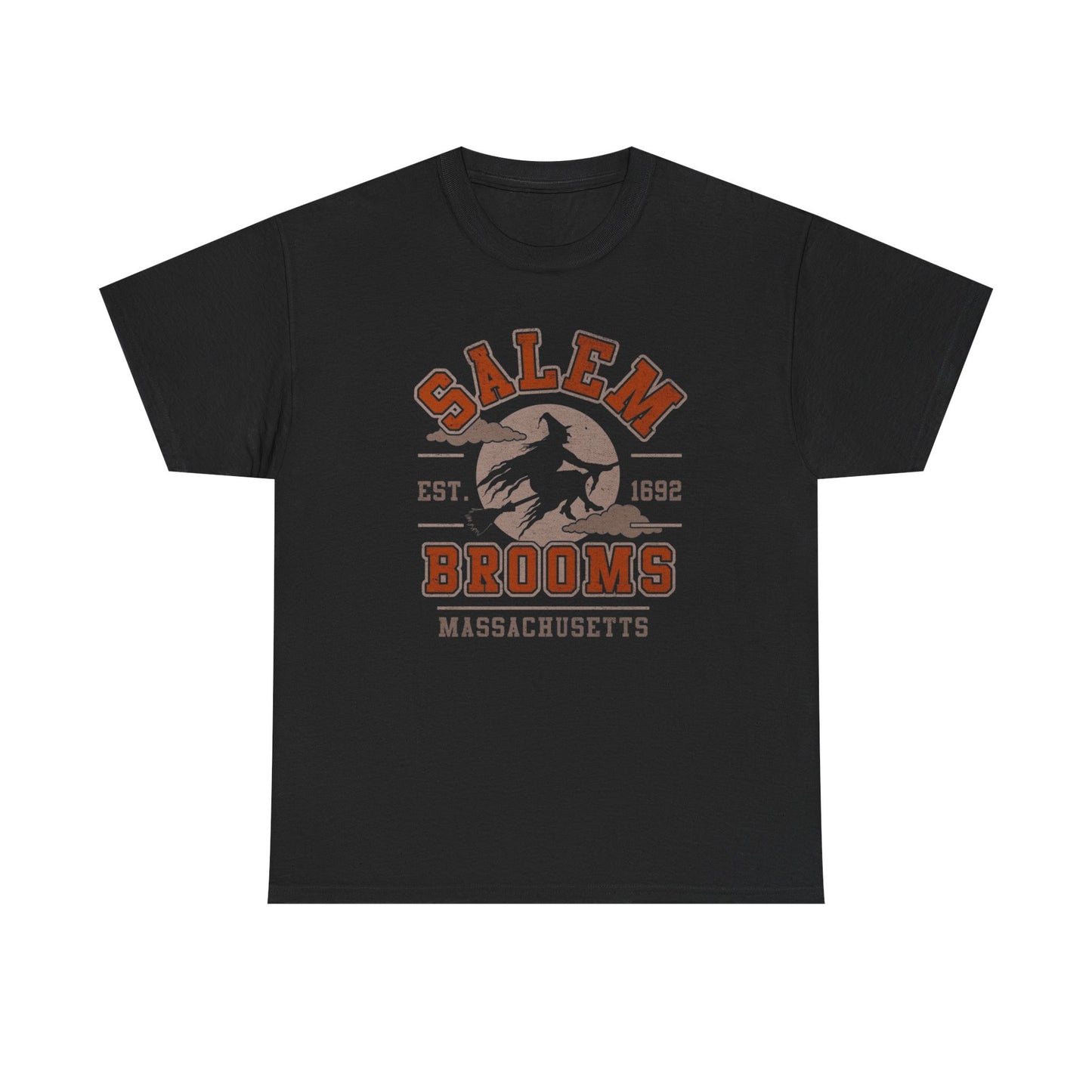 Salem Brooms Spooky Halloween T Shirt Unisex Heavy Cotton Tee