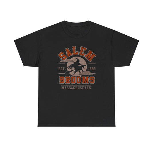 Salem Brooms Spooky Halloween T Shirt Unisex Heavy Cotton Tee