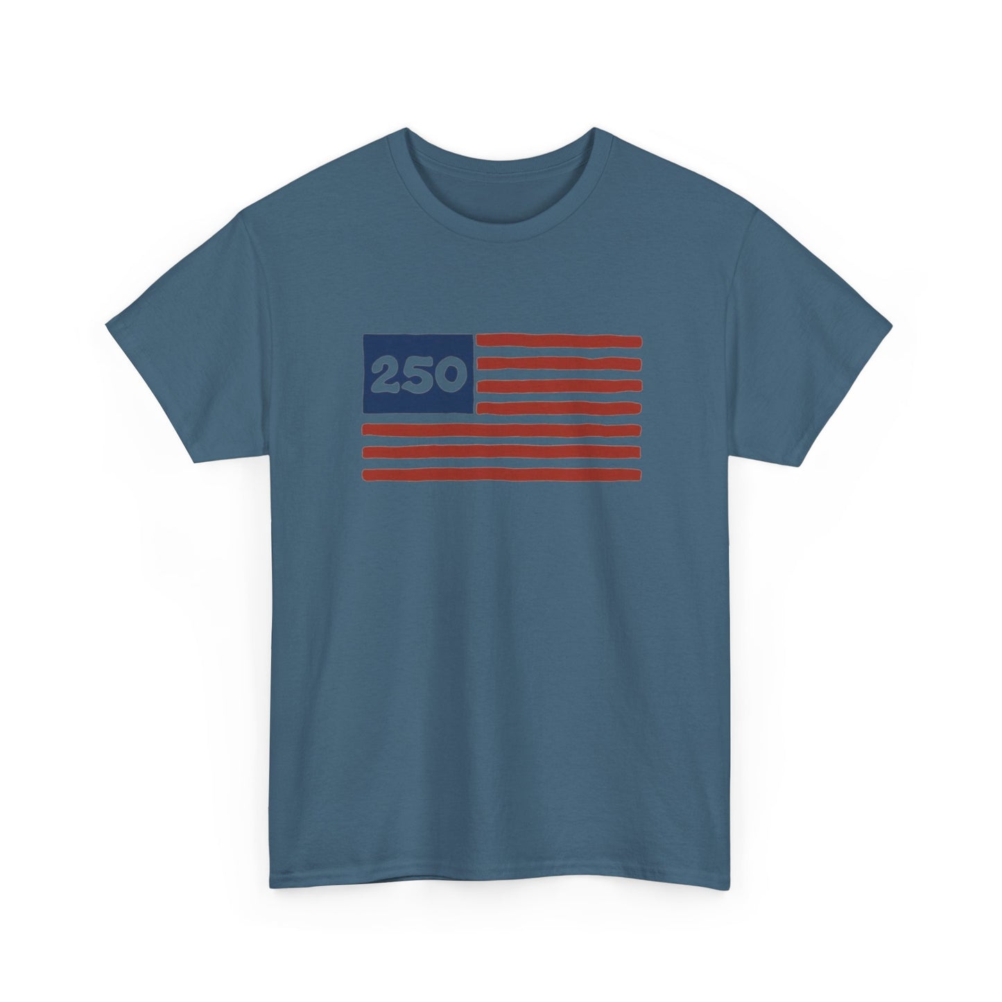 USA 250 American Flag Retro Graphic T Shirt Regular Men's Heavy Cotton Tee