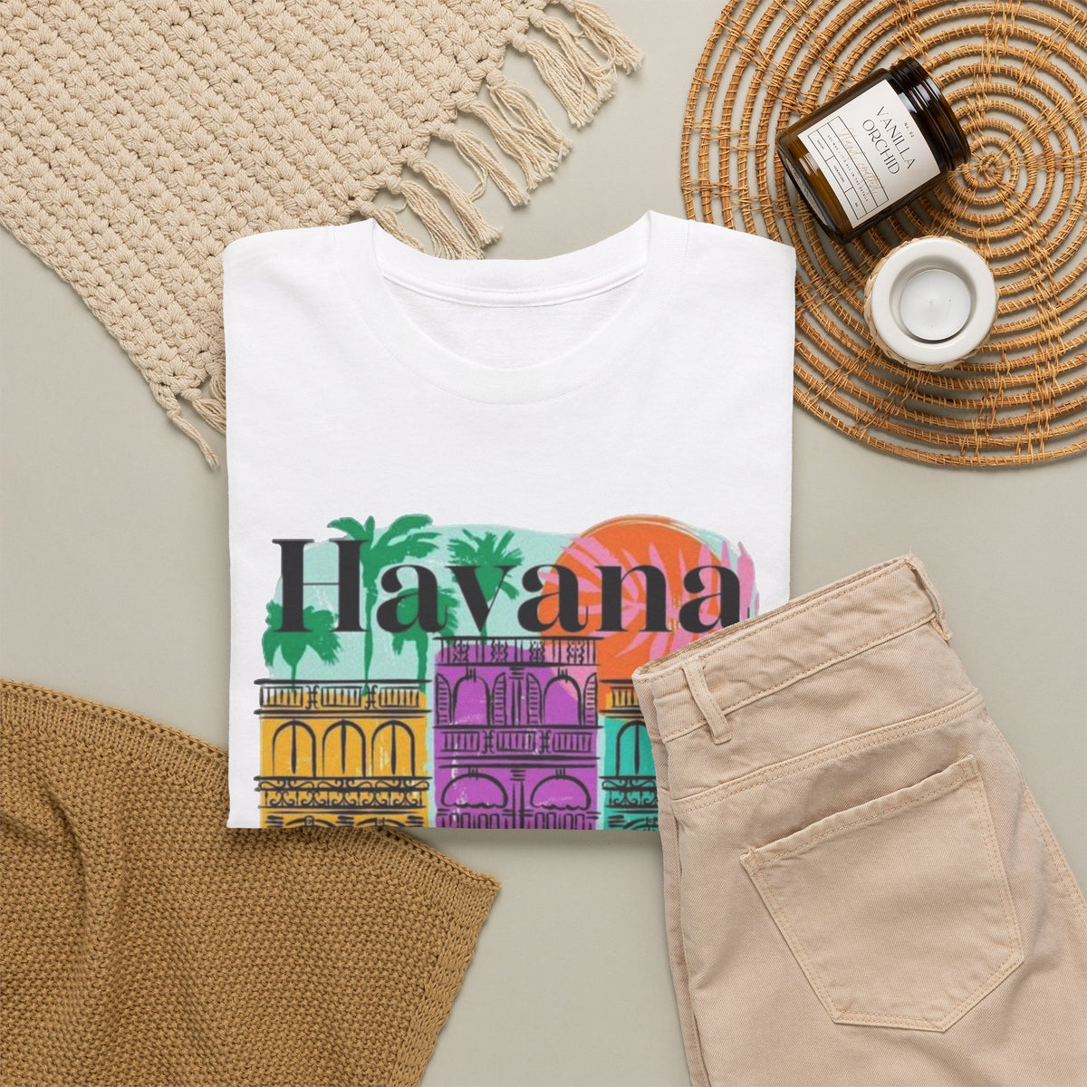 Havana Cuba Graphic T Shirt Men's Retro Travel Art Heavy Cotton Tee