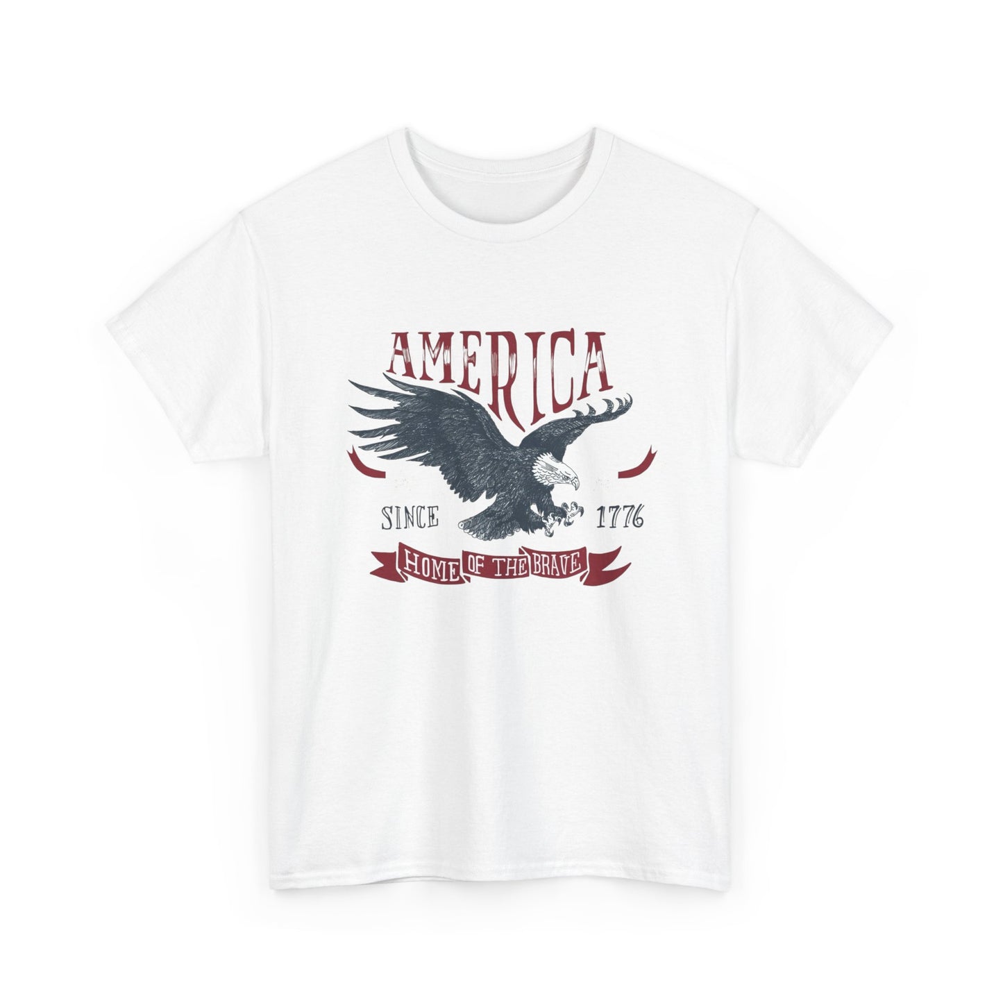 Home Of The Brave USA Retro Graphic T Shirt Men's Heavy Cotton Tee