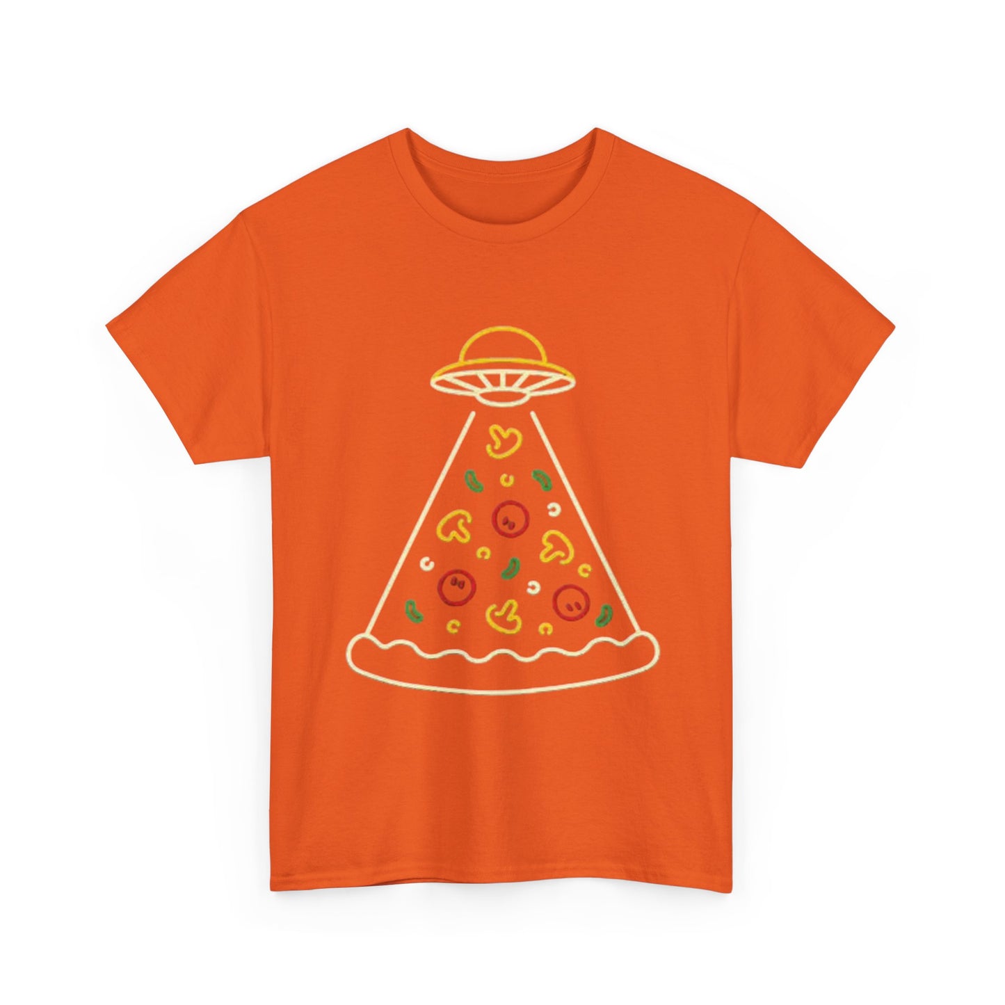 Space Pizza Shirt Funny Aliens One Bite Pizza Graphic Unisex Heavy Cotton Tee
