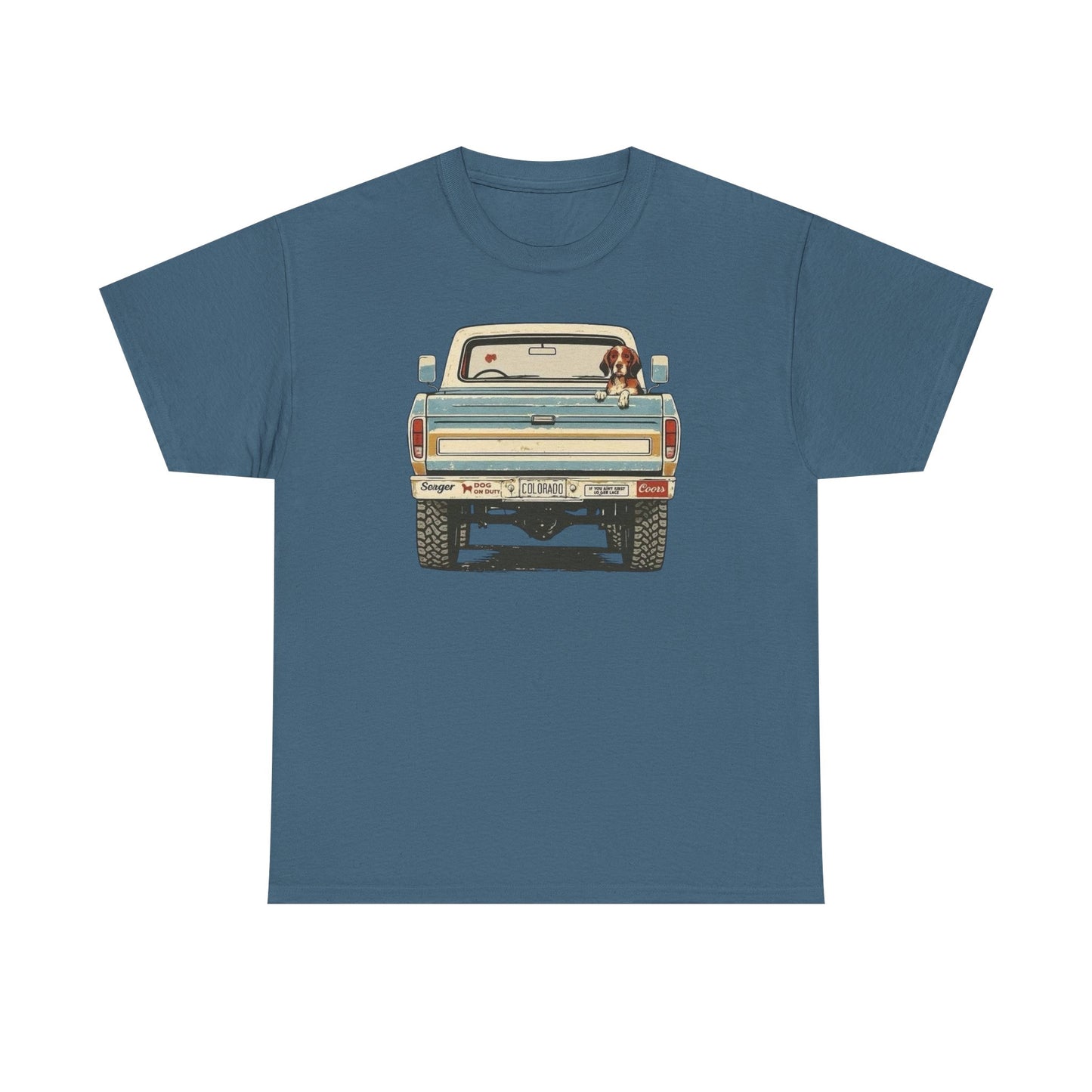 Mans Best Friend In Pickup Truck USA Graphic T Shirt NEW Unisex Heavy Cotton Tee