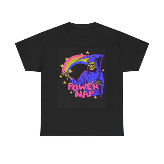 Power Nap Grim Reaper Rainbow Graphic T Shirt Cotton Tee