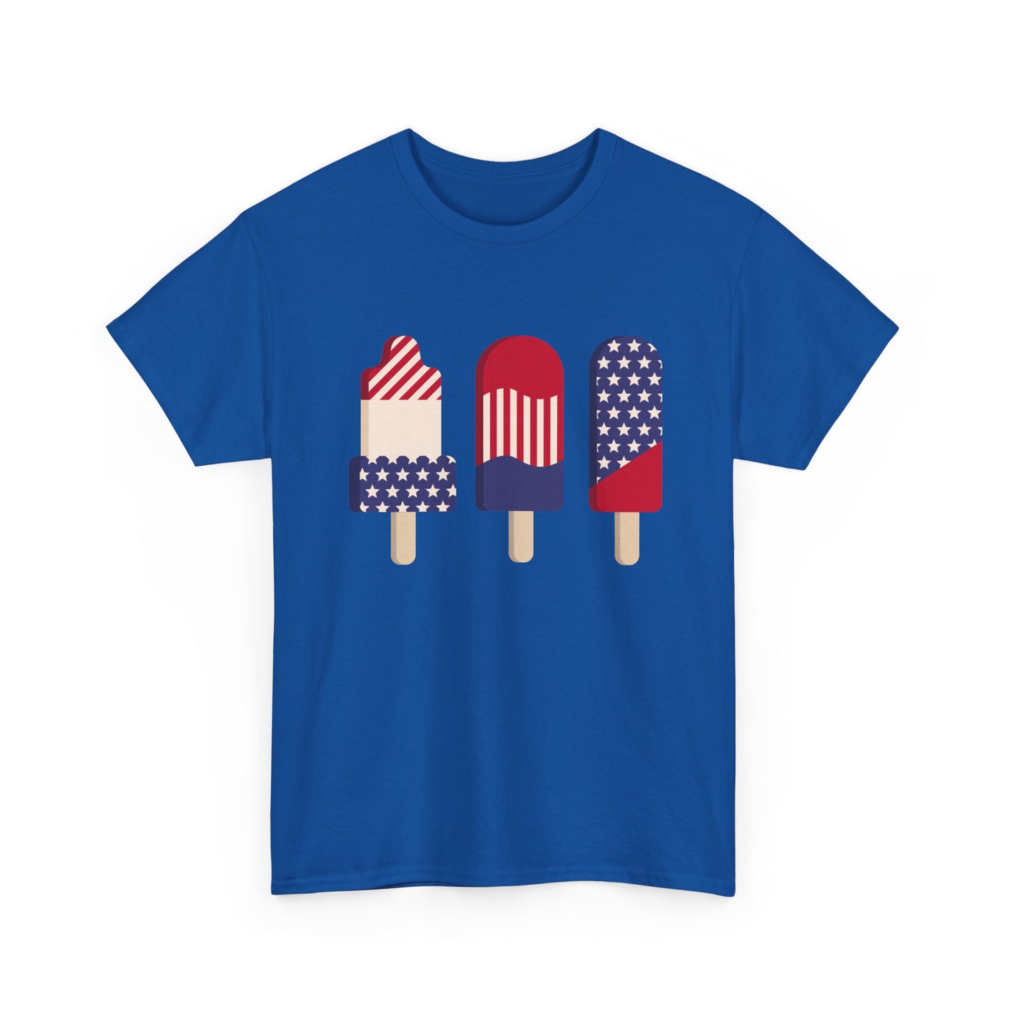 American Flag Ice Cream Graphic T Shirt USA Summer Unisex Heavy Cotton Tee