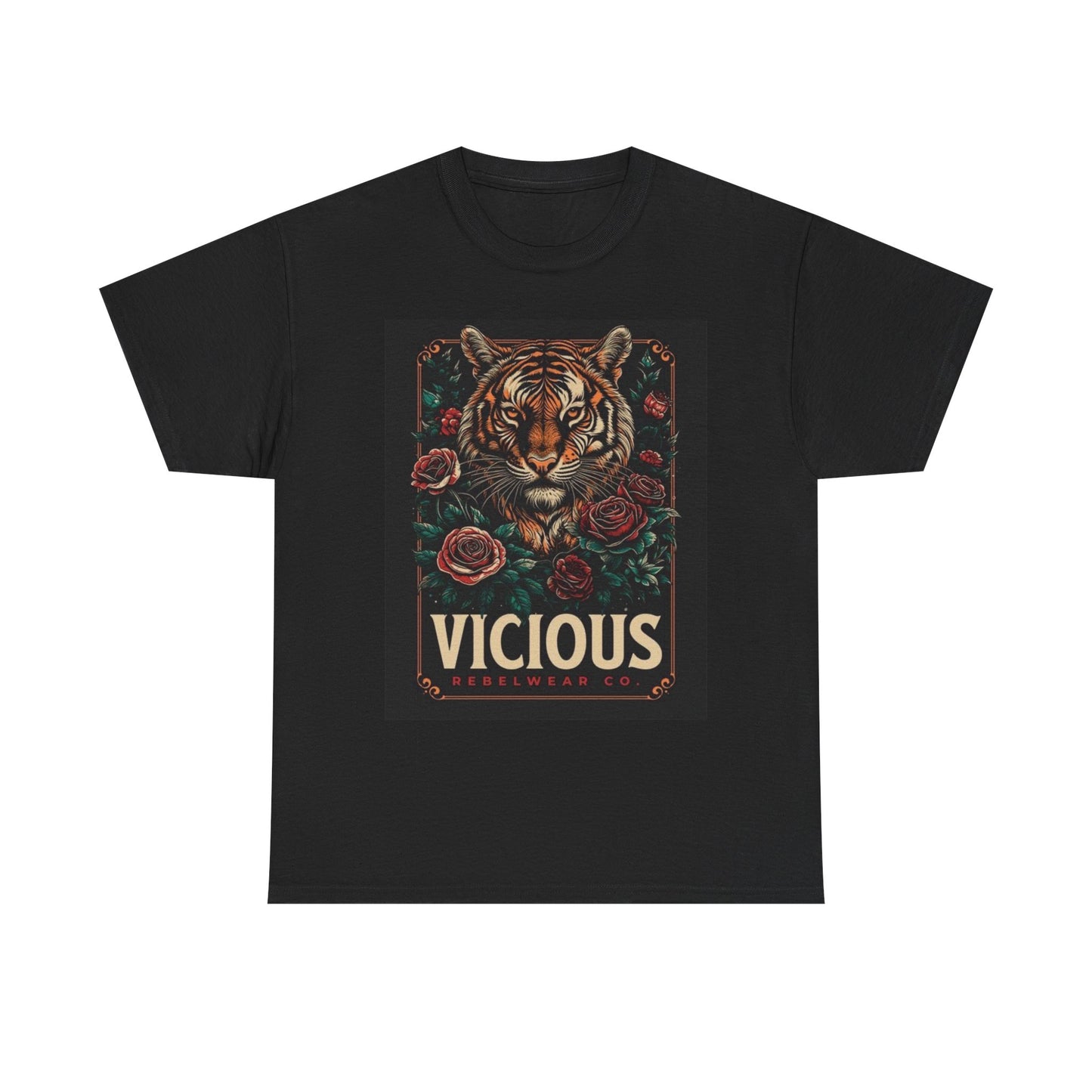 Vicious Tiger Graphic T Shirt Street Wear Apparel Unisex Heavy Cotton Tee