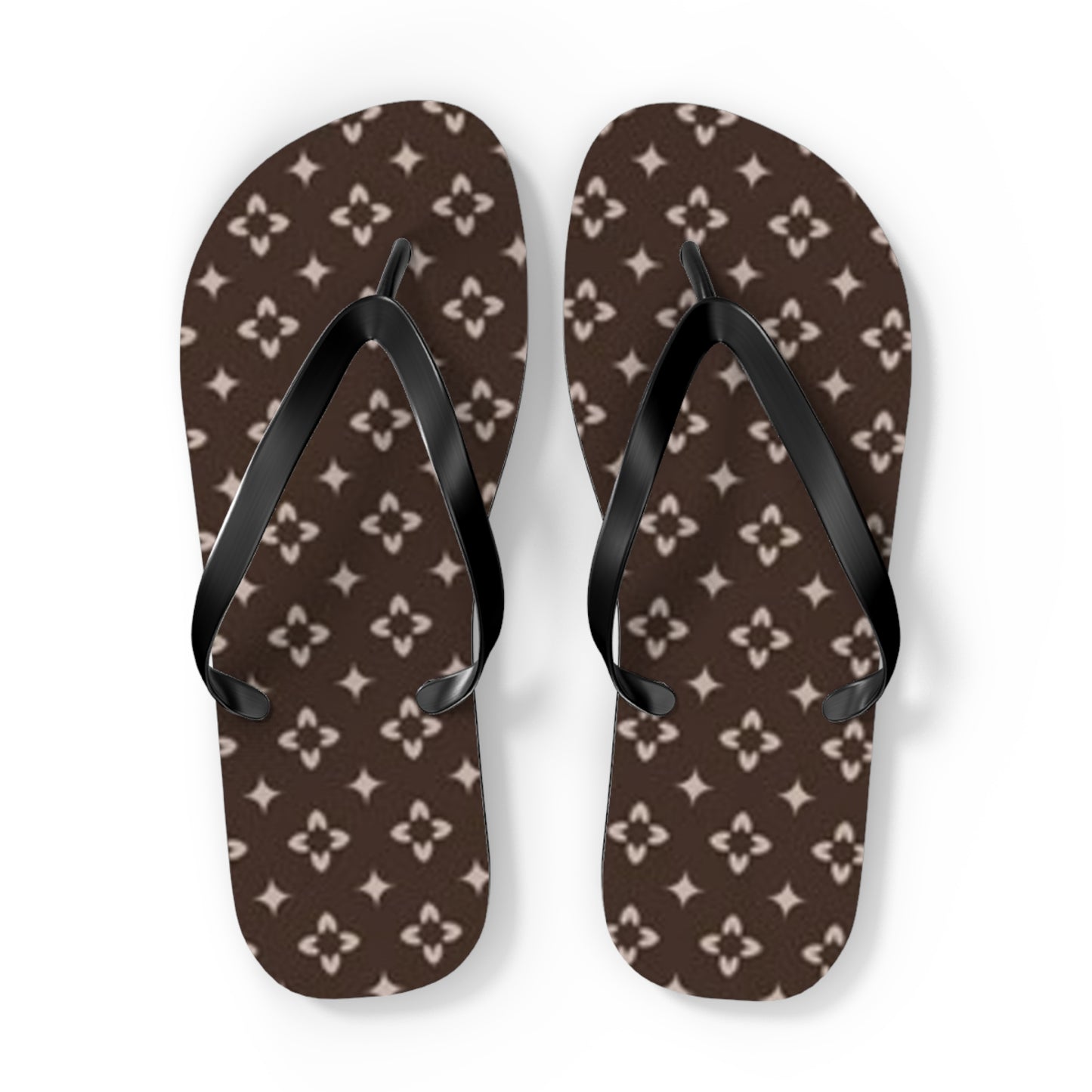 Brown And White Monogram Flip Flops, Sandals Slides, Summer Footwear, Brand New